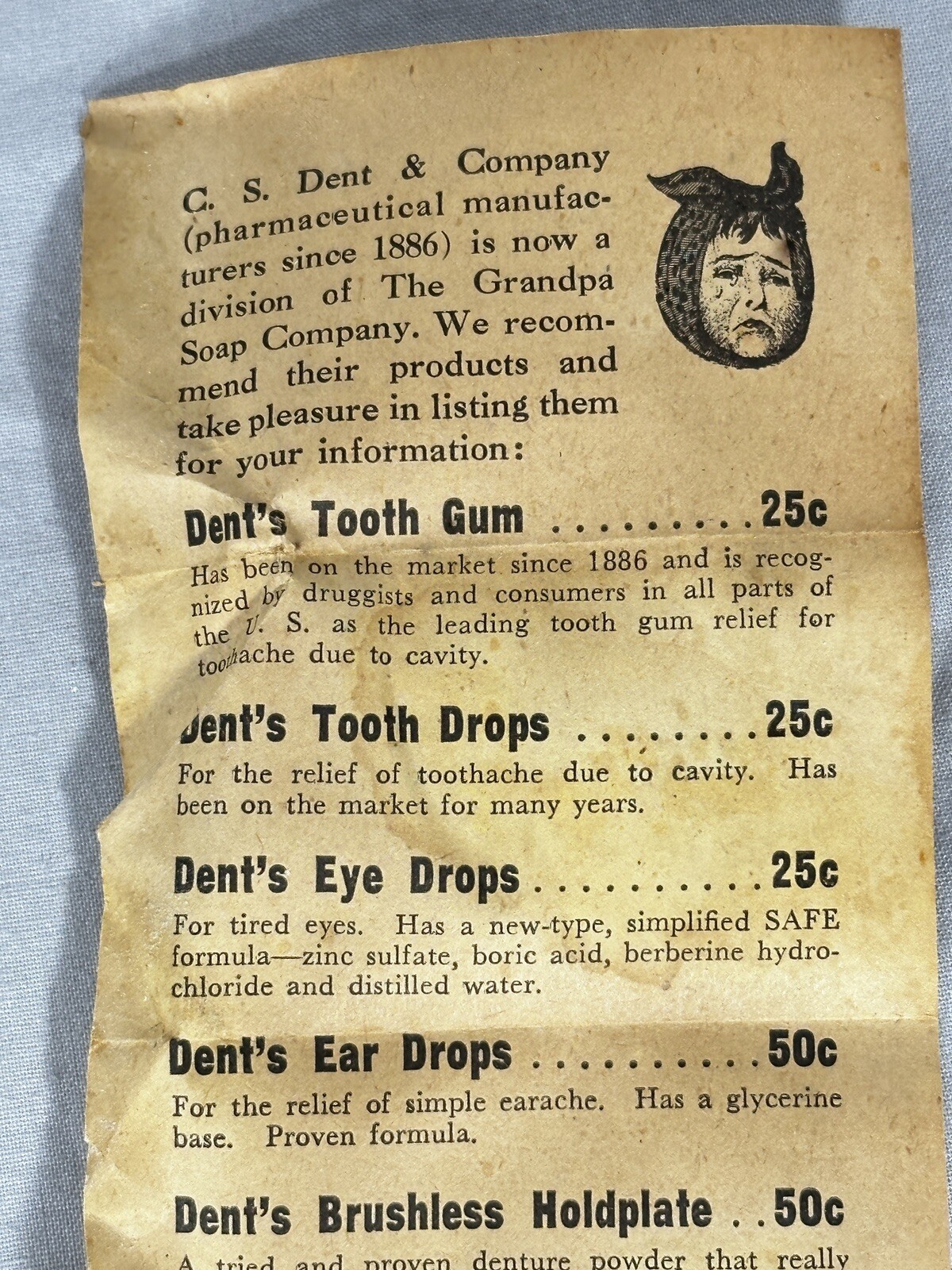 Antique Grandpa’s Wonder Pine Tar Toilet Soap Cincinnati Ohio Orig Paper Insert