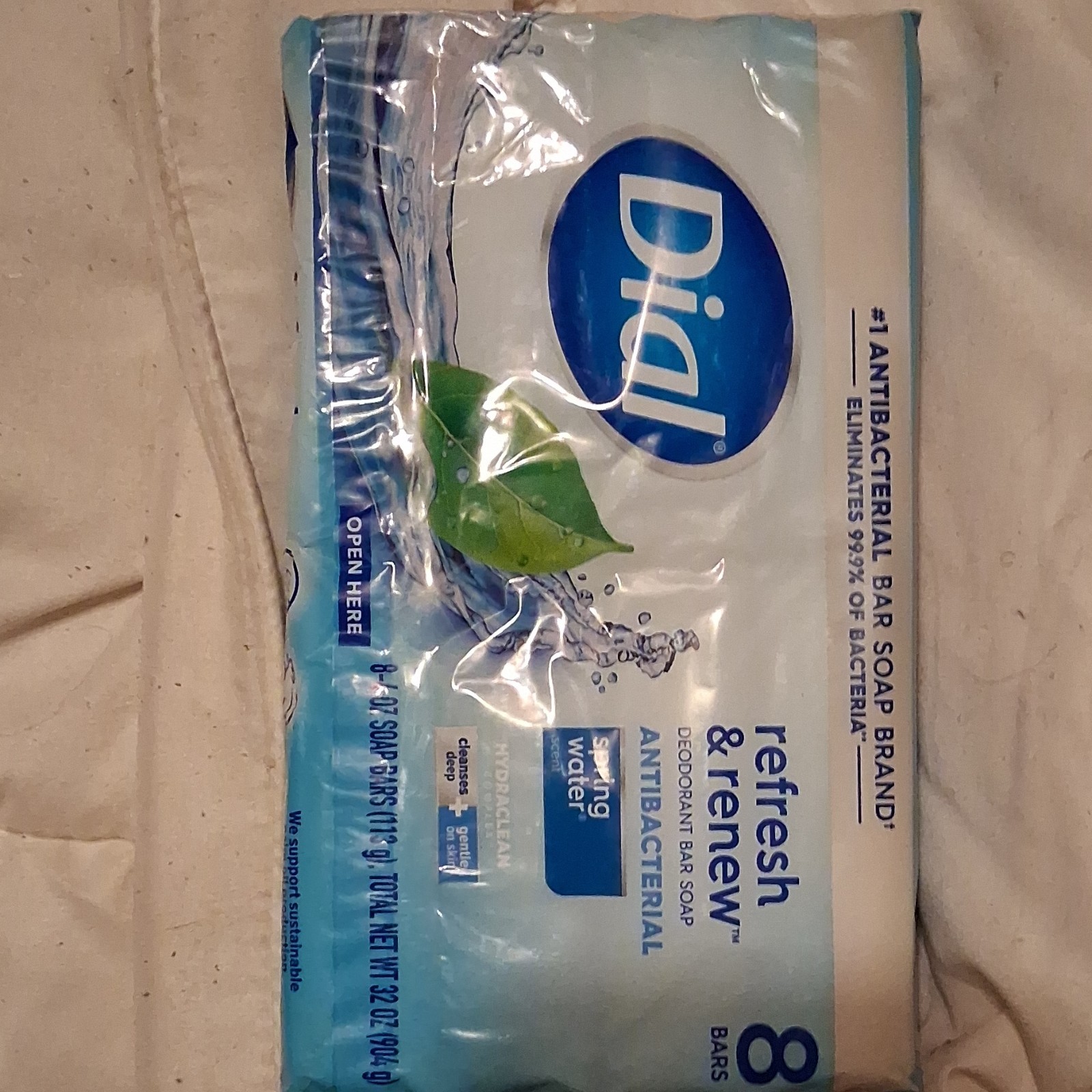 Dial Refresh & Renew Antibacterial Deodorant Soap Spring Water 8 Bars 4 oz