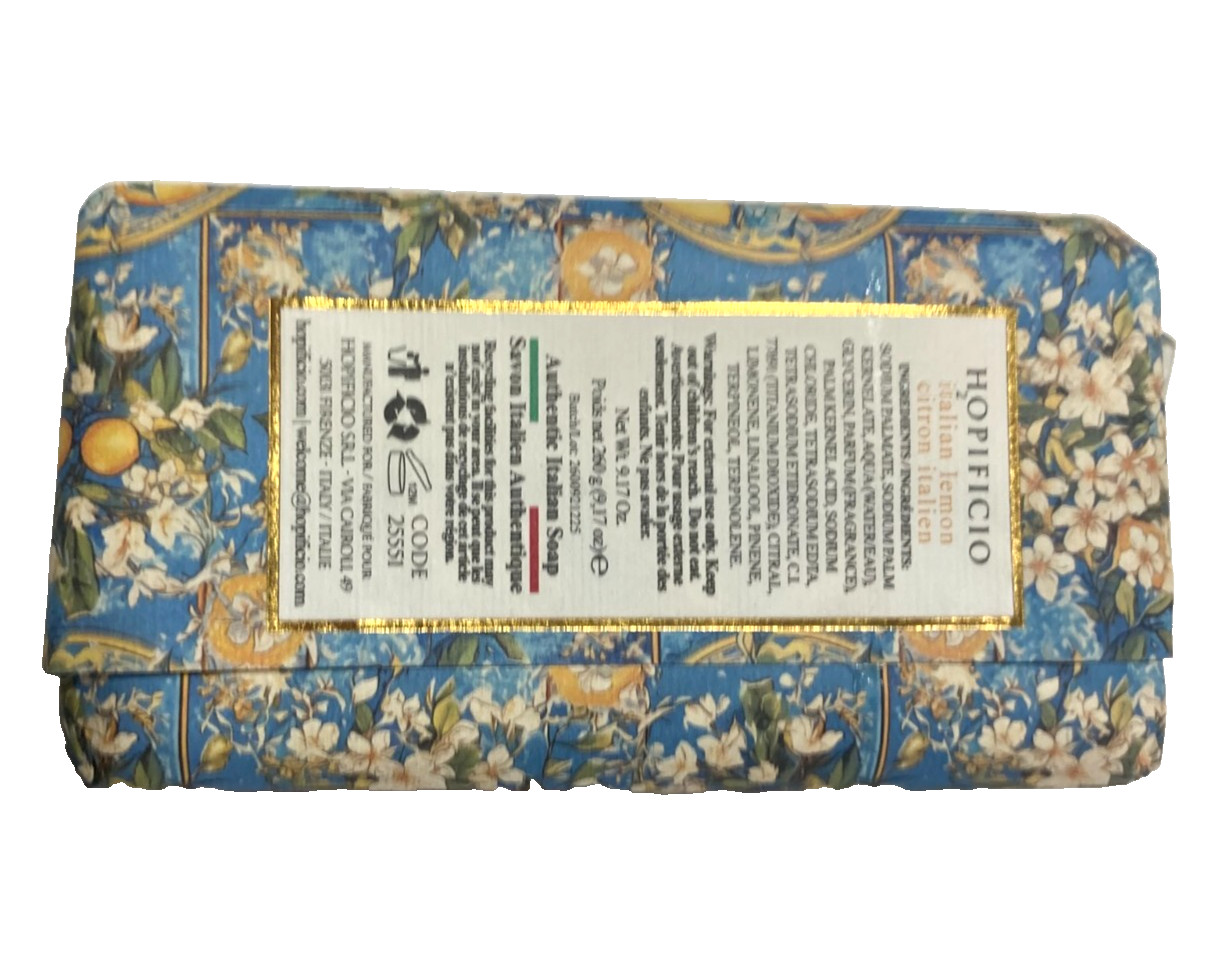 NEW Italian Lemon Citron Triple Milled Soap 9.17oz Luxury Bath Bar Made in Italy