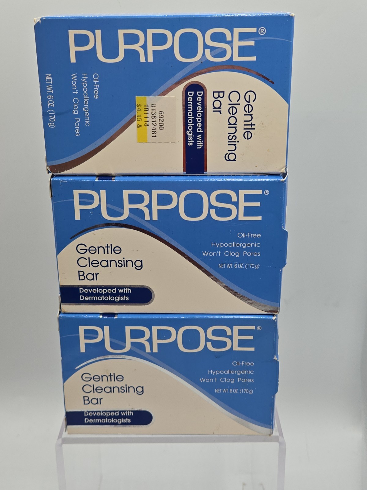 Lot Of 3 Purpose Gentle Cleansing Face Bar Soap Hypoallergenic 6oz New Open Box