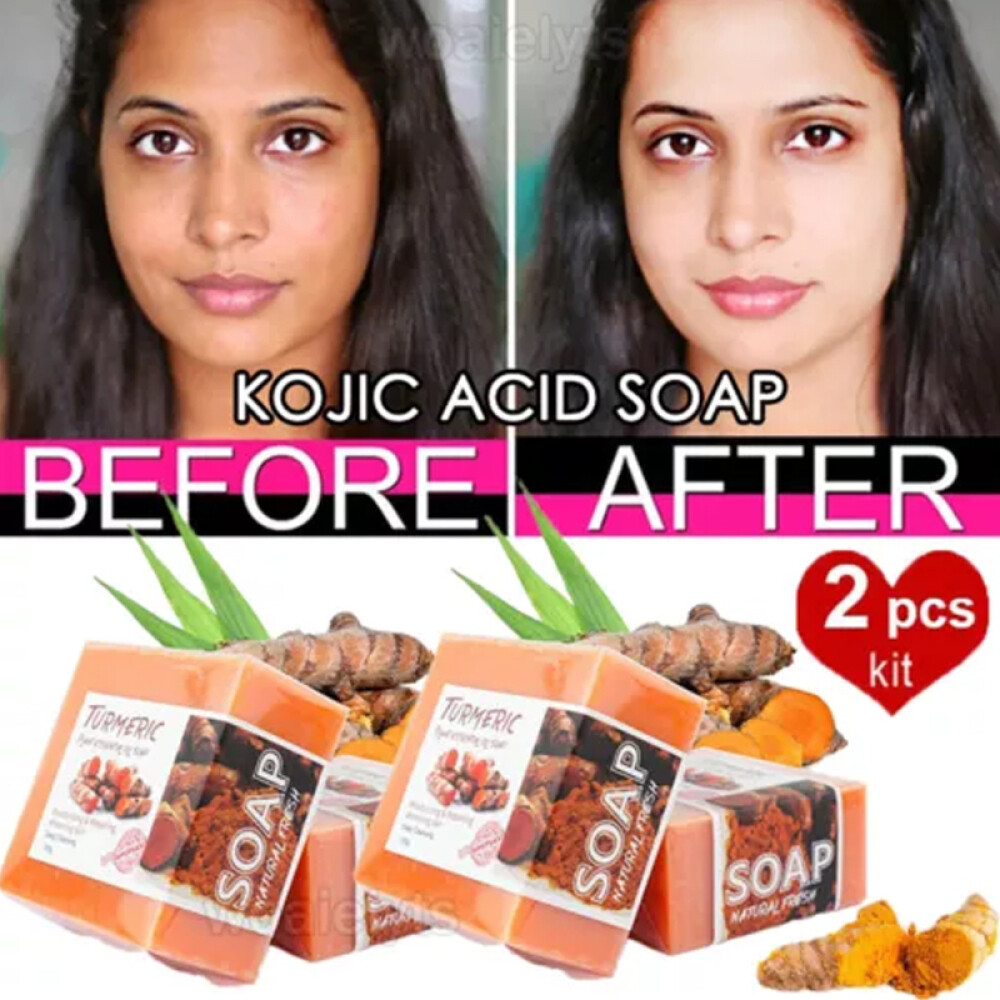 2× Tumeric Soap Skin Whitening Dark Spots lightening Acne Brightening Turmeric