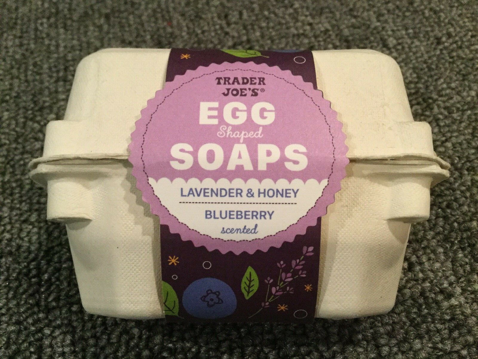 Trader Joe’s EGG SOAP Lavender Honey Blueberry scented in giftpackaging 136g
