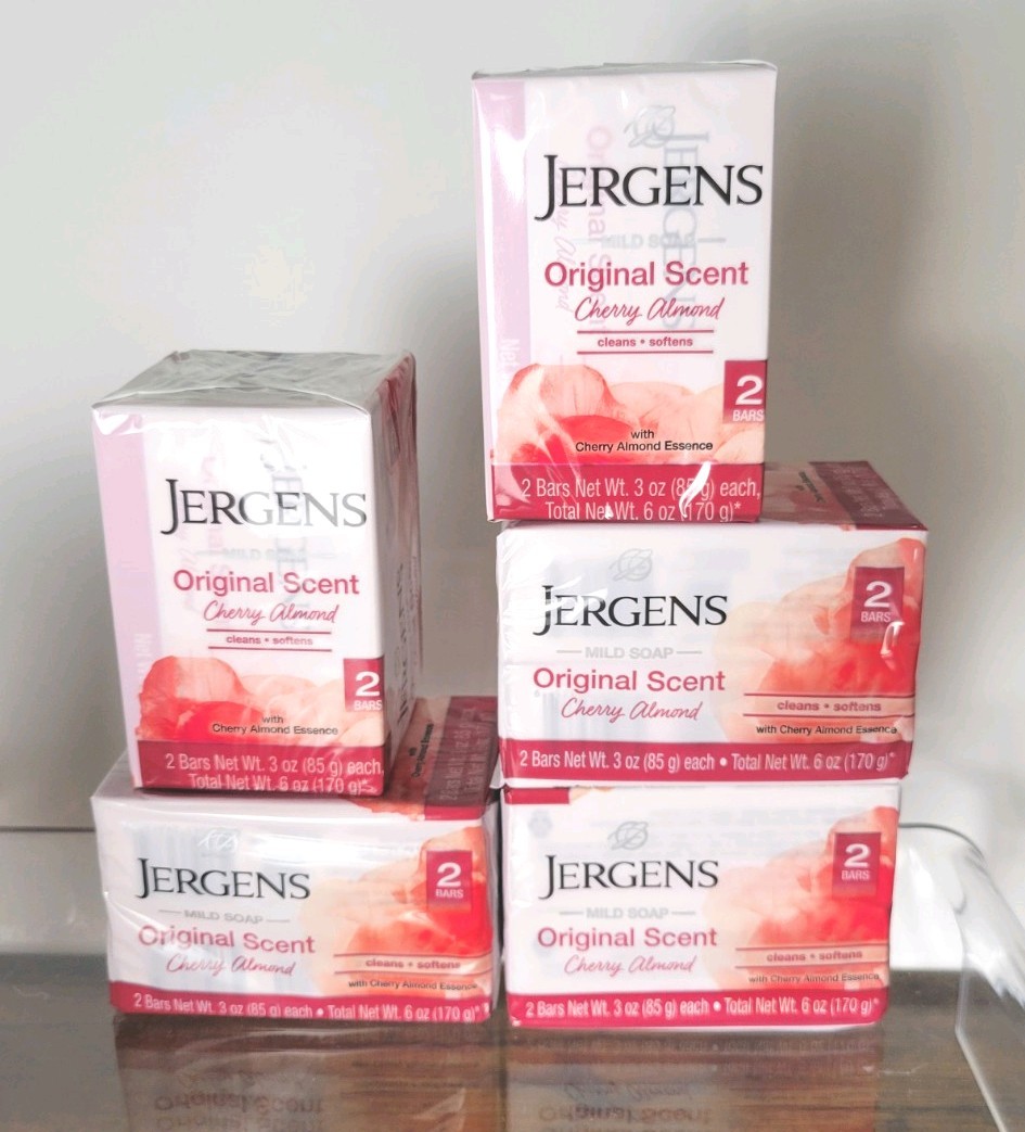 Jergens Cherry Almond Mild Soap Original Scent 5 Packs (10Bars Total)