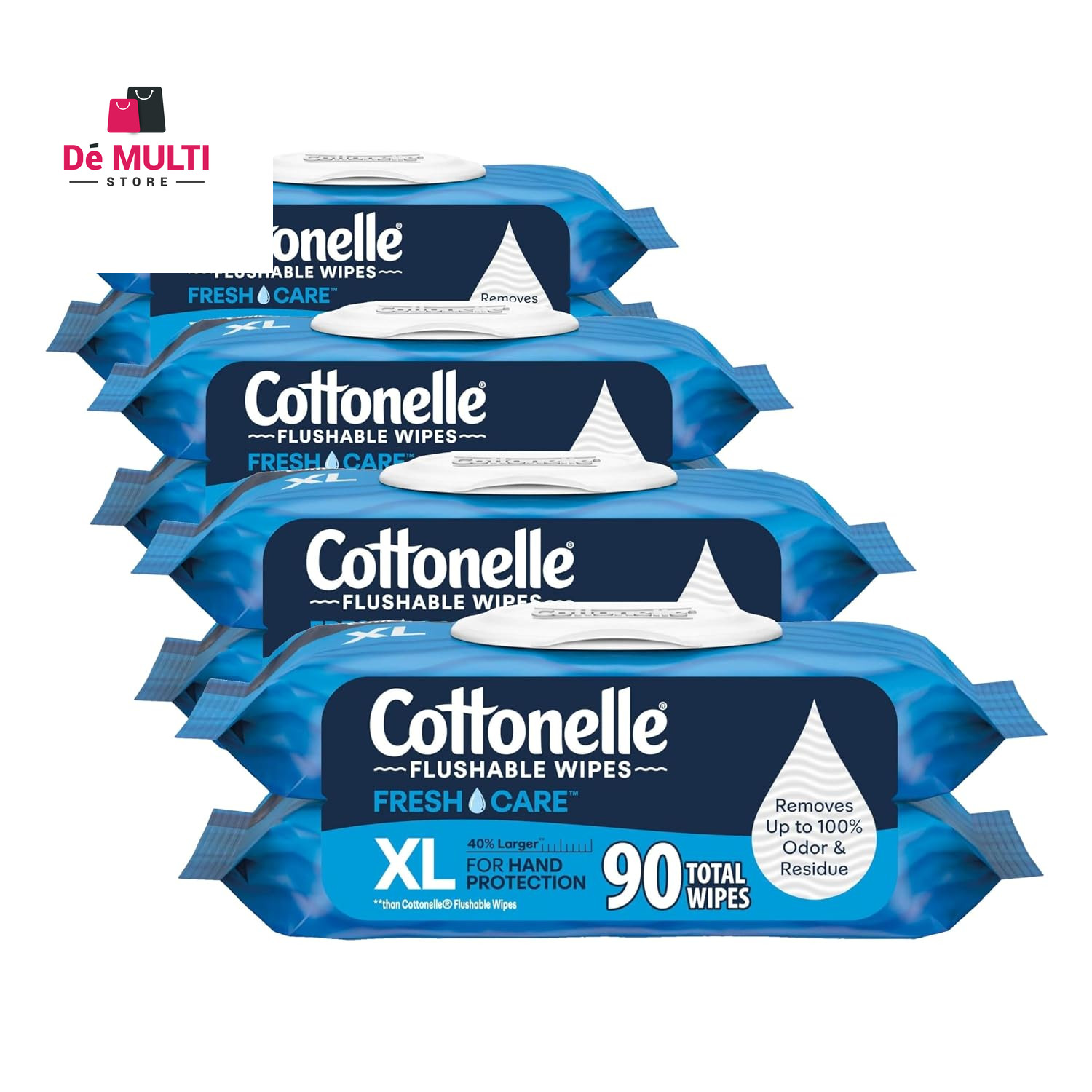 Cottonelle GentlePlus Flushable Wipes, 4 Flip-Top Packs, 42 Wipes per Pack