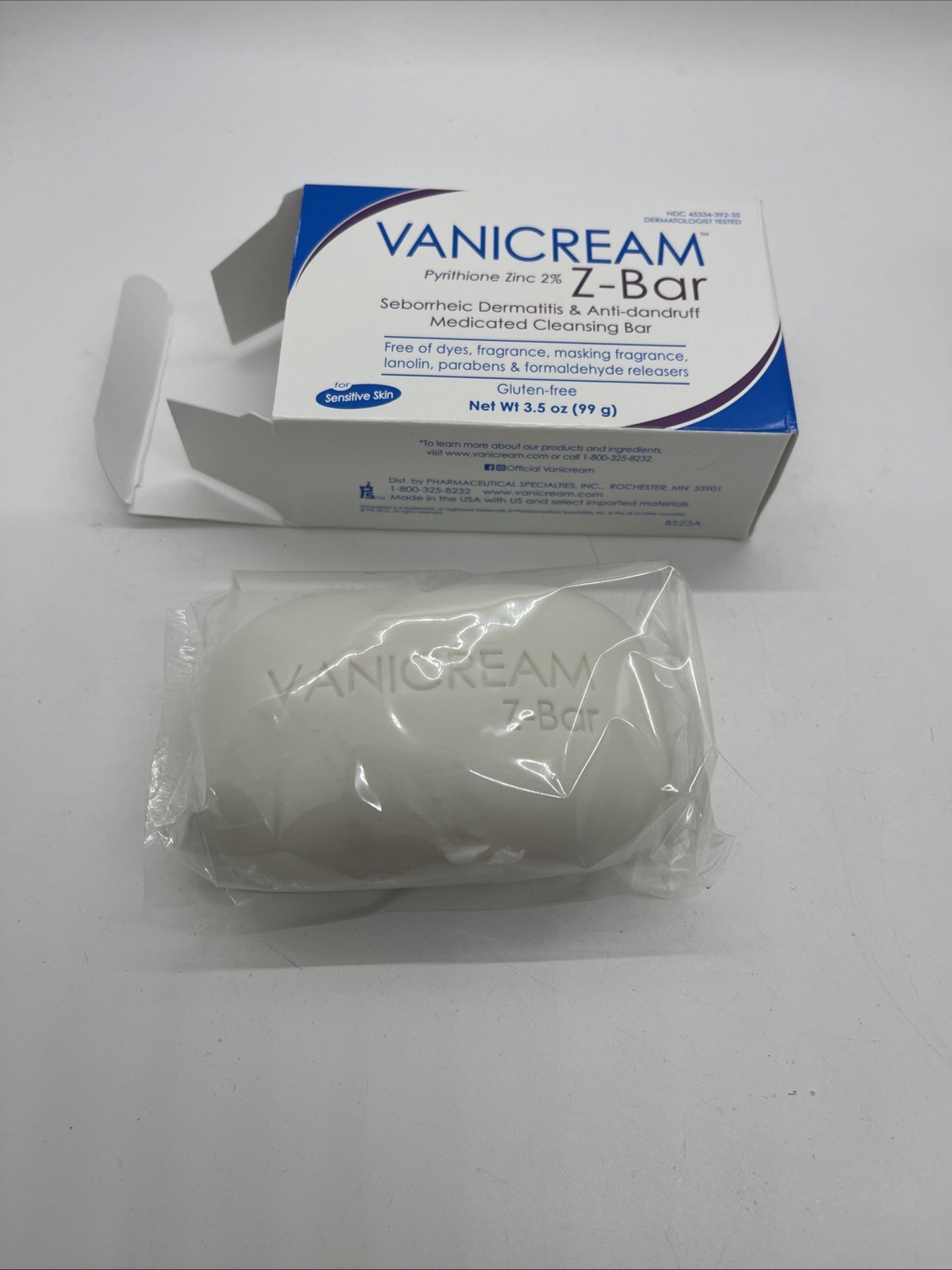Vanicream Z Bar Discontinued Pyrithione Zinc 2% 3.5 Oz New Cleansing Bar Soap