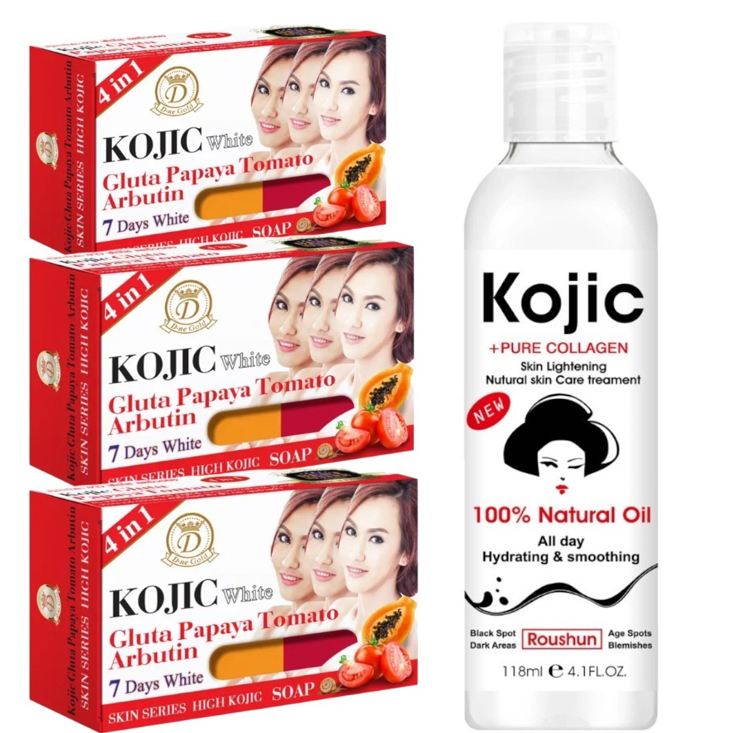 Kojic Arbutin Brightening Bar Soap + Oil Skin Dark Spot Remover [USA Stock]
