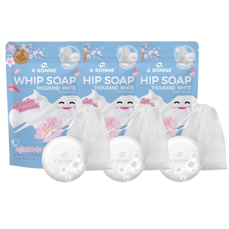 3xSoap Natural Milk Whip 100g Bonne’ Whitening Moisturizing White Rose Sakura