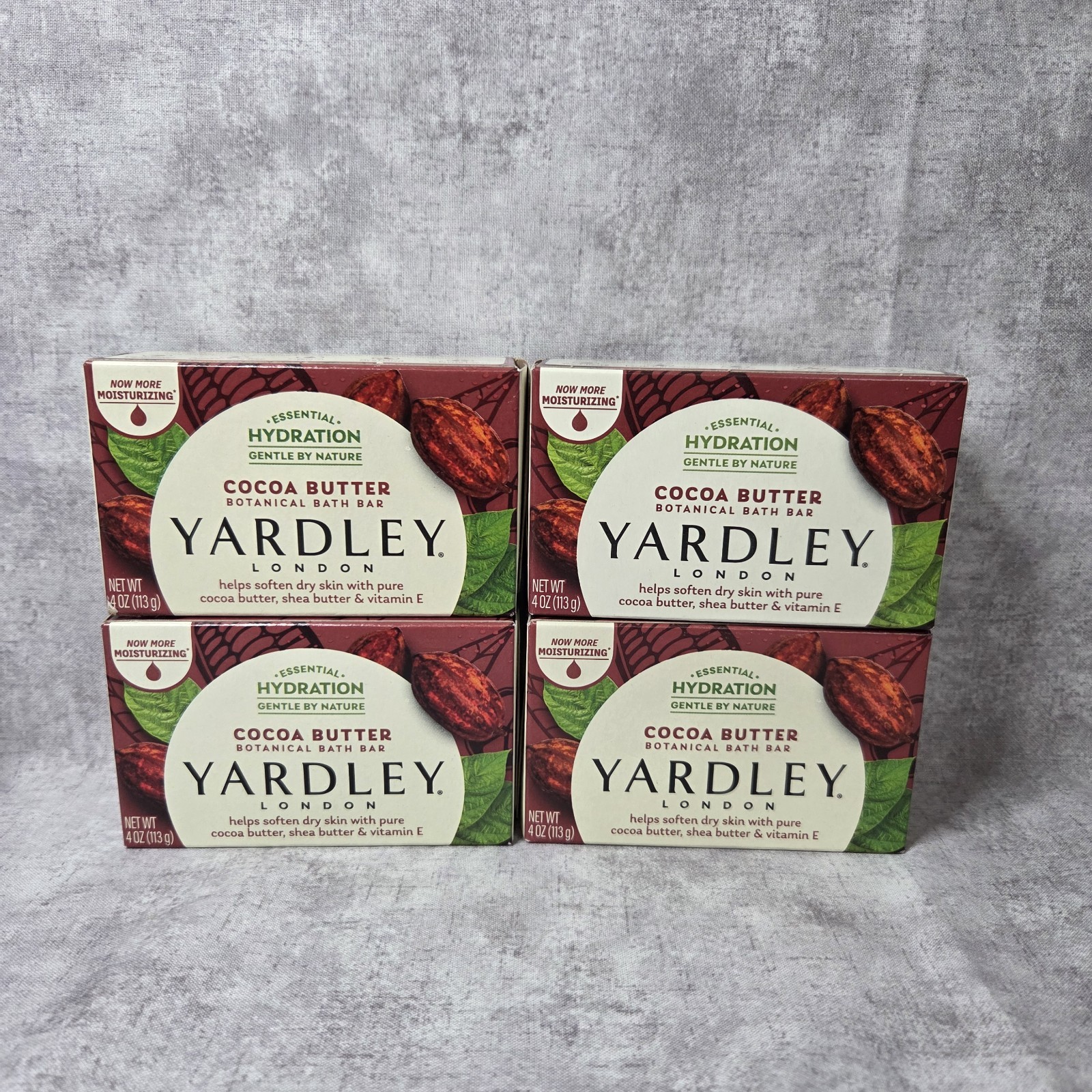 4 Pack Yardley London Bath Bar Soap Cocoa Shea Butter & Vitamin E 4 oz Each