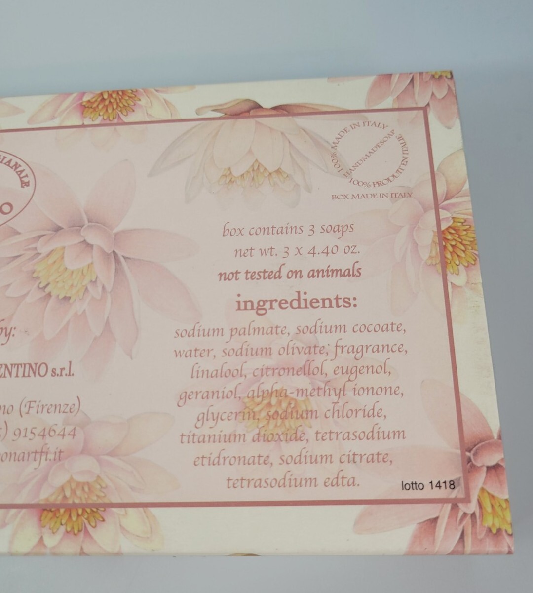 Saponificio Artigianale Fiorentino Water Lilly Blossom Soap 3 bars X 4.4 oz NEW