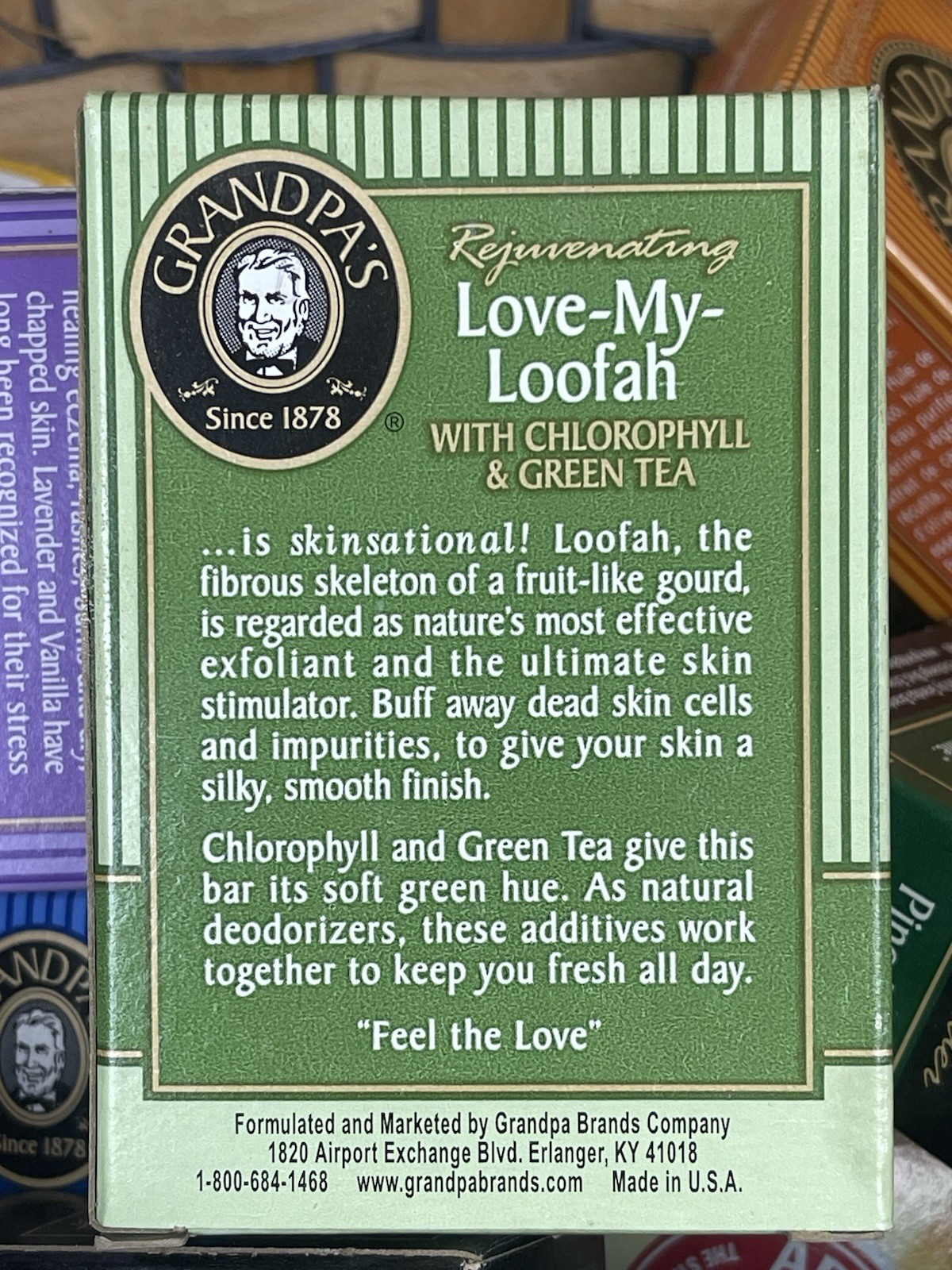 Grandpa’s Soap 3.25 oz.~ Rejuvenating Love-My-Loofah Chlorophyl & Green Tea