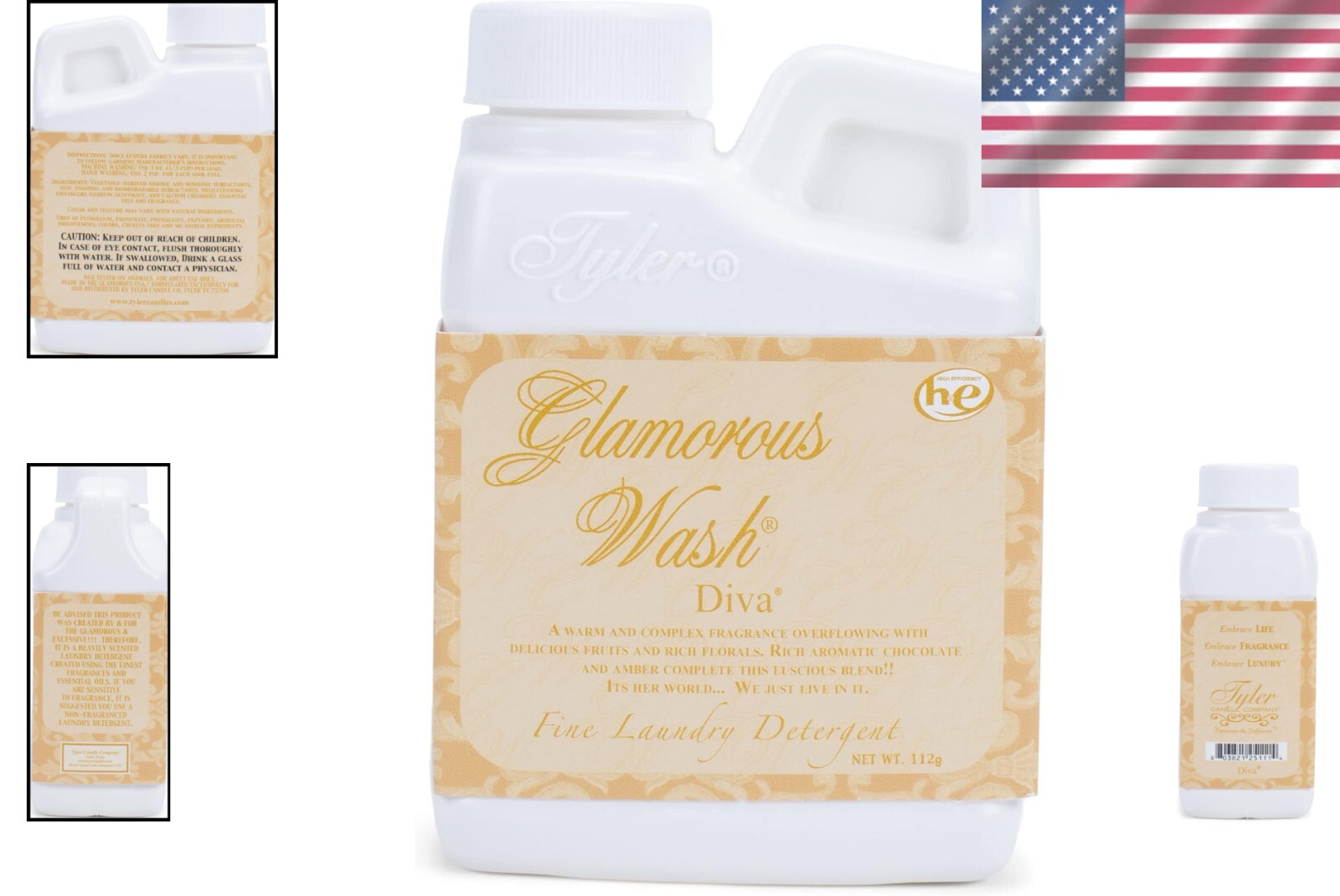 Tyler Glamorous Wash – 4 Oz Phosphate-Free Liquid for Lingerie and Fine Linens