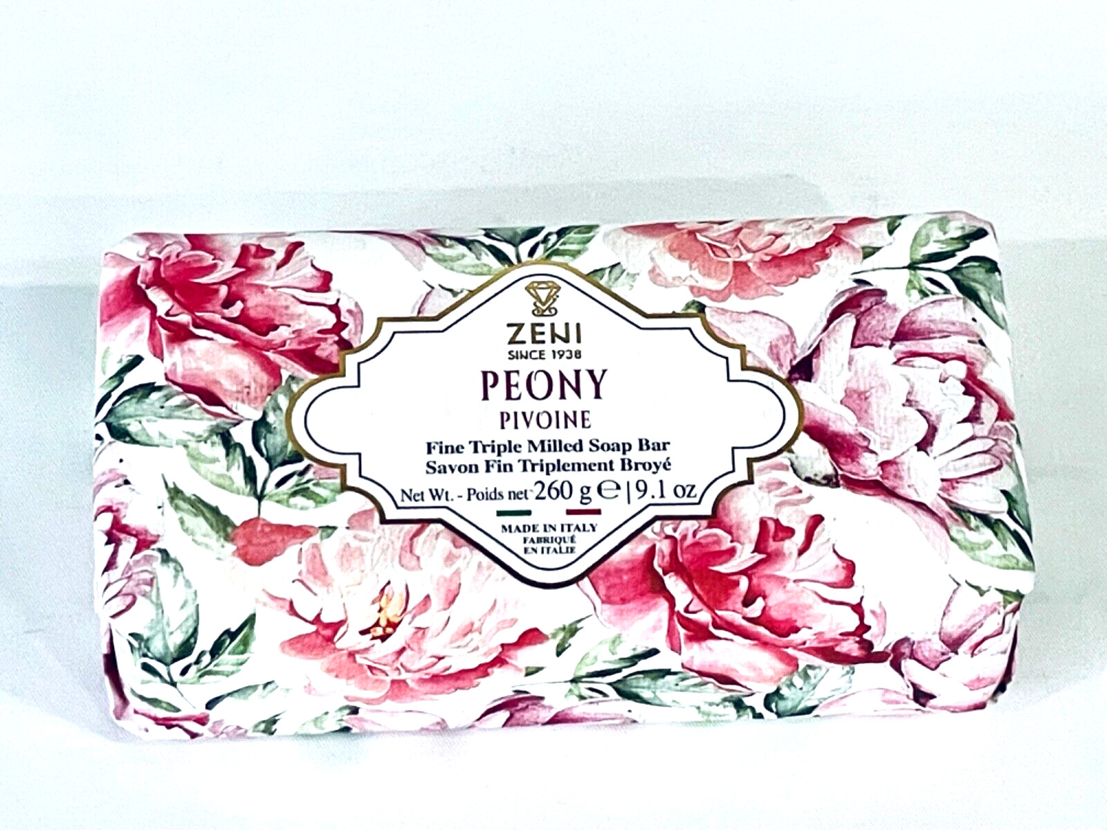 ZENI DIAMONTE FINE TRIPLE MILLED SOAP 9.1 OZ PEONY MADE IN ITALY