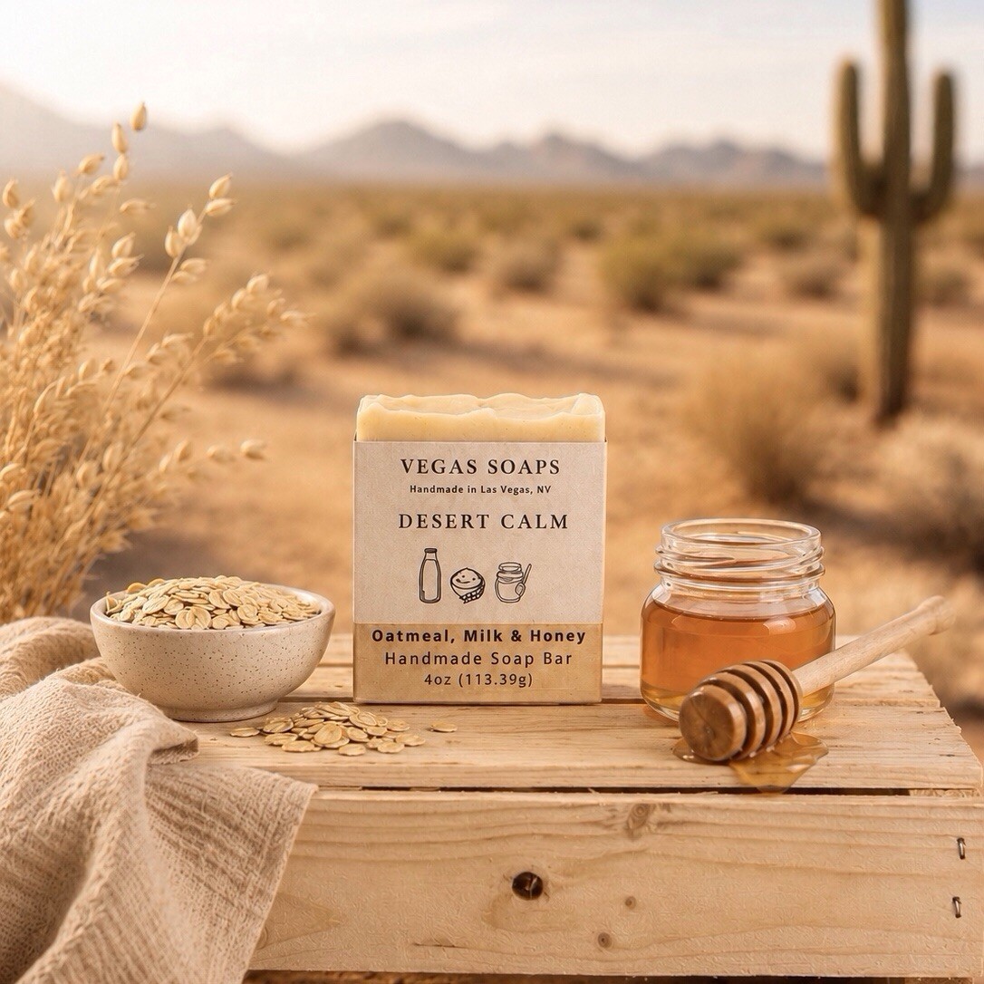 Vegas Soaps Oatmeal, Milk & Honey Handmade Soap Bar Set Of Two Plant-Based Oils
