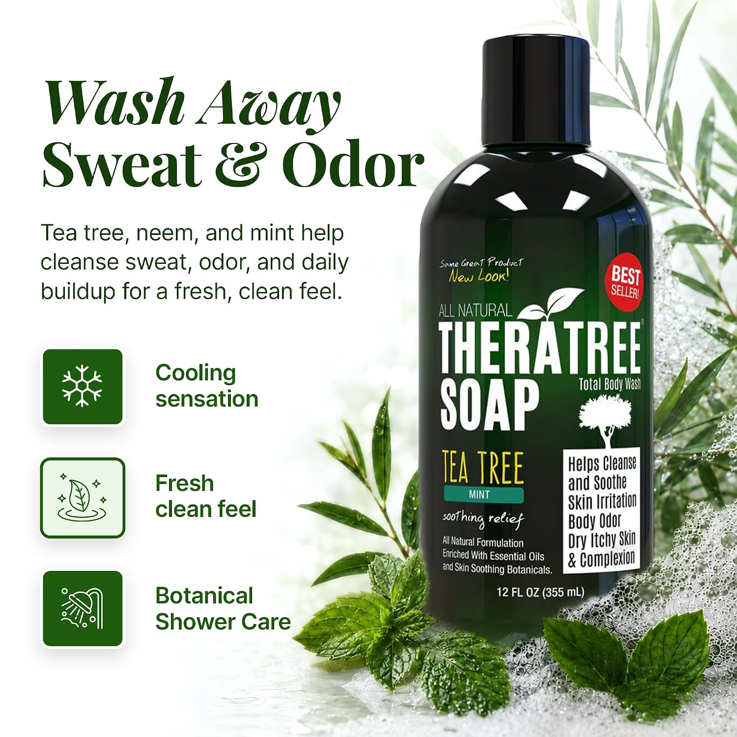 Theratree Tea Tree Oil Soap with Neem Oil – 12Oz – Helps Skin Irritation, Body