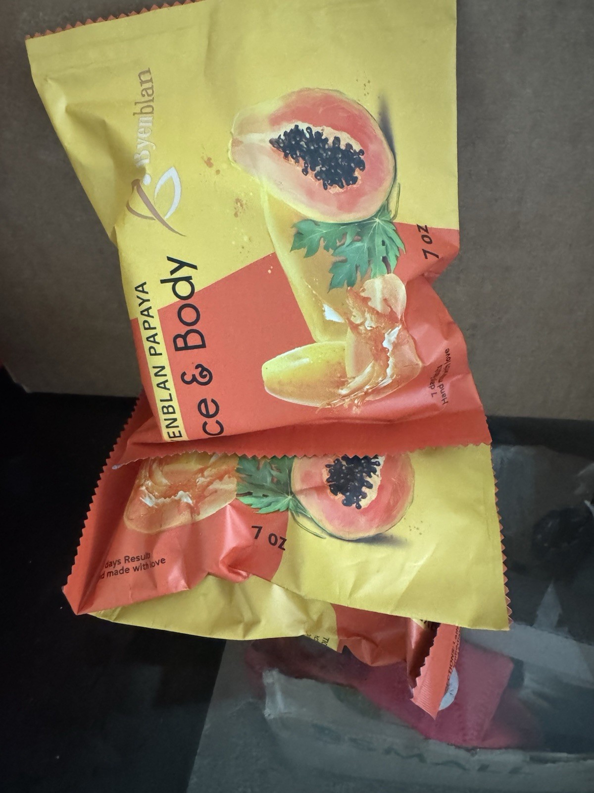 Byenblan Papaya Face & Body Bar Soap 7 oz Yellow Orange Fruit Scent 3pack