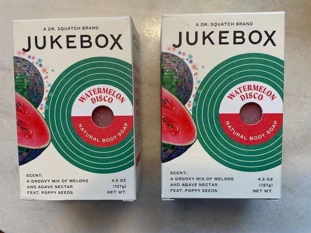 2PK! Jukebox Women Natural Bar Soap, Watermelon Disco Bathroom Bath Soap 4.5 oz