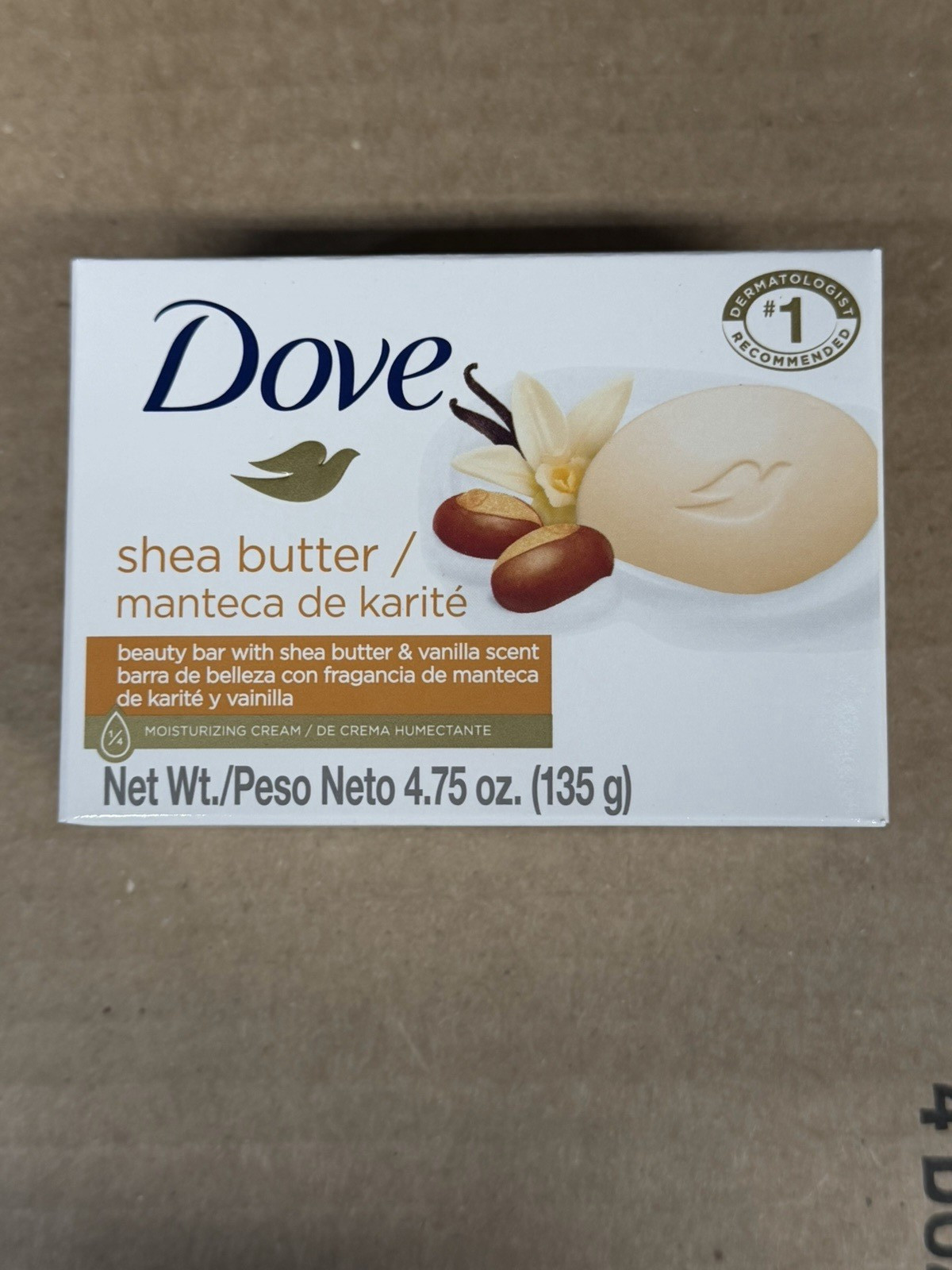 Dove Soap Shea Butter Beauty Bar w/ Shea Butter Vanilla Scent 135g 4.75 oz 12x