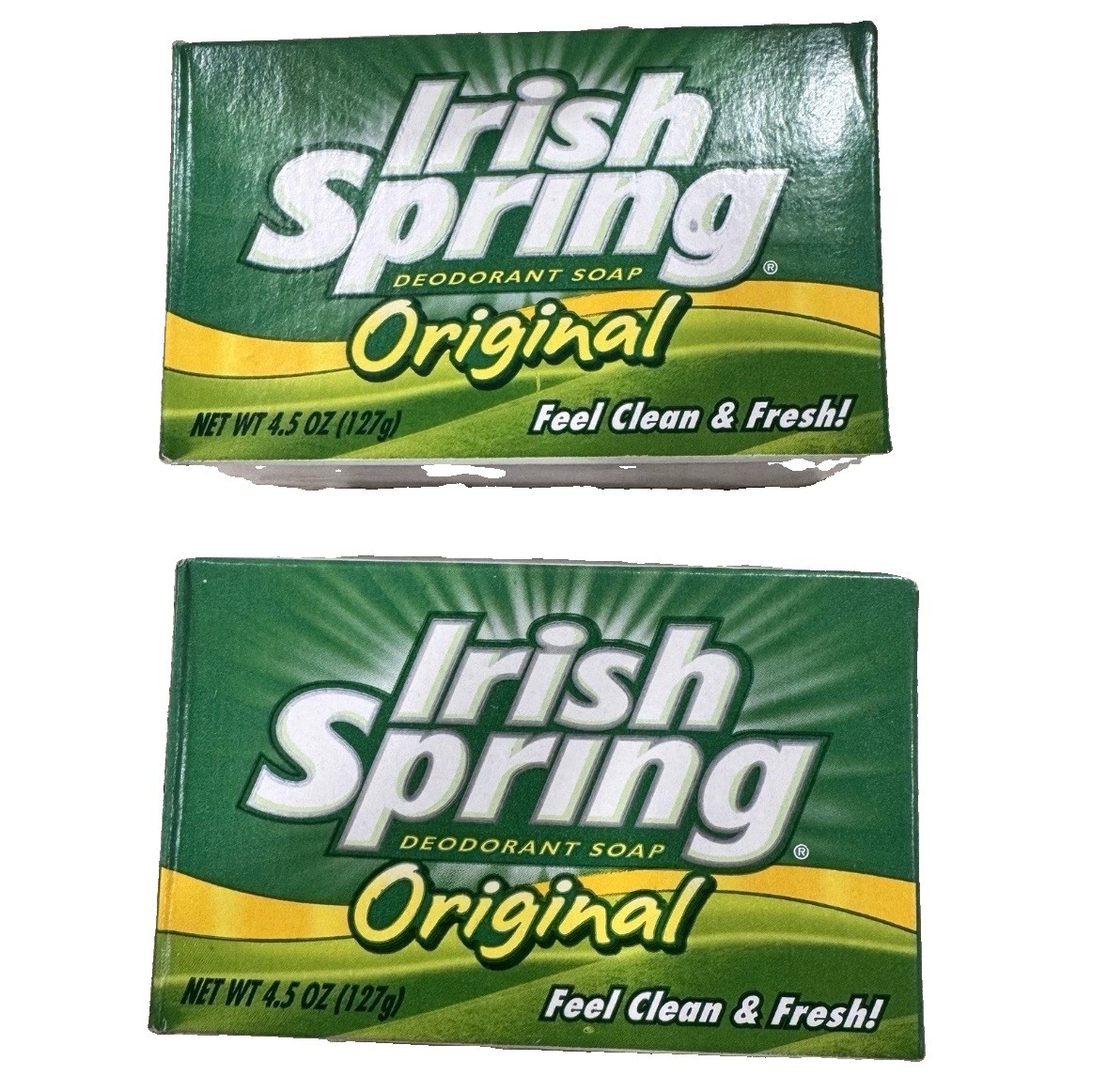 Irish Spring Original Deodorant Soap Bar Feel Clean & Fresh 4.5 oz. Lot of Two