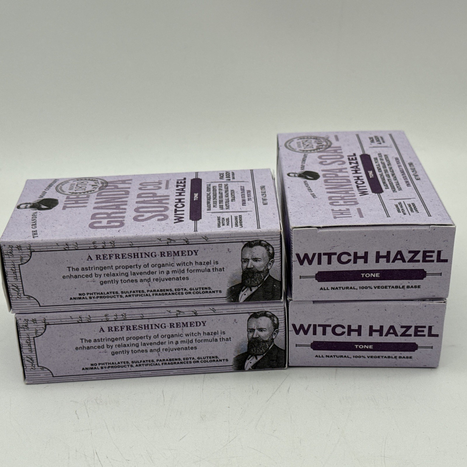 The Grandpa Soap Co Witch Hazel Tone Bath Face & Body Bar Soap 4.25 oz Lot of 4