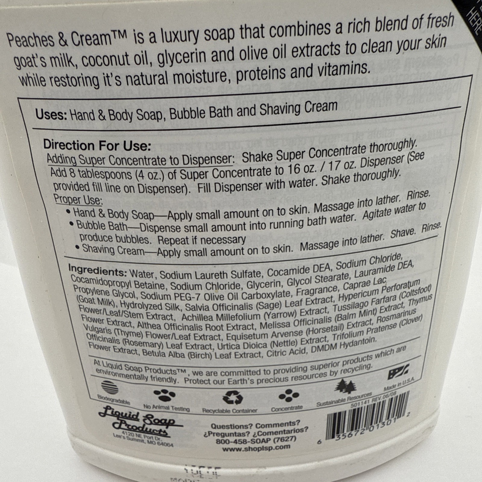 Peaches & Cream 4x Super Concentrate Luxury Soap 1L 33.8 fl oz