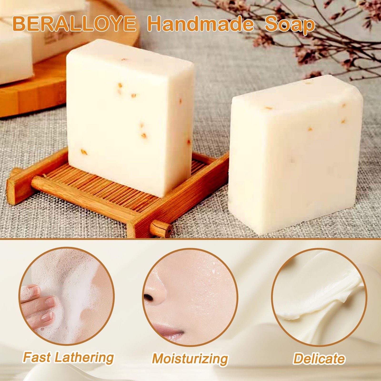 3PCS Vegan Rice Soap for Body & , Gentle Long-lasting Moisturizing for All Sk…