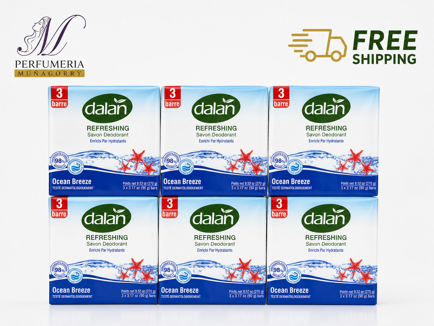 18 BARS OCEAN BREEZE REFRESHING SOAP DALAN 3.17 OZ EACH FREE SHIPPING