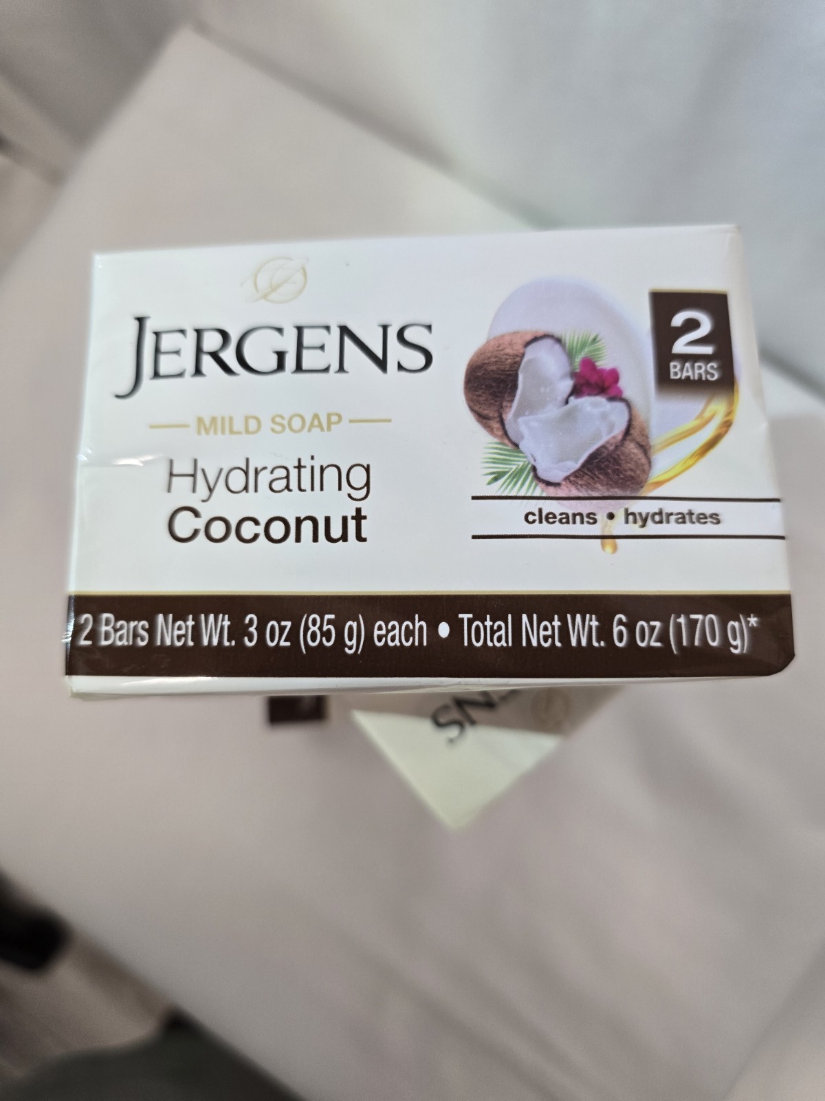 Jergens Mild Soap Hydrating Coconut Body Bar Soap, 2 Bars, 6 oz Multipack