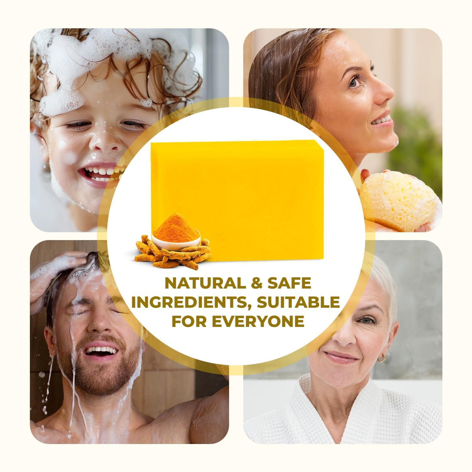 Turmeric Handmade Soap Bar – (Pack of 3), Natural Essential Oil Nourishing Bath