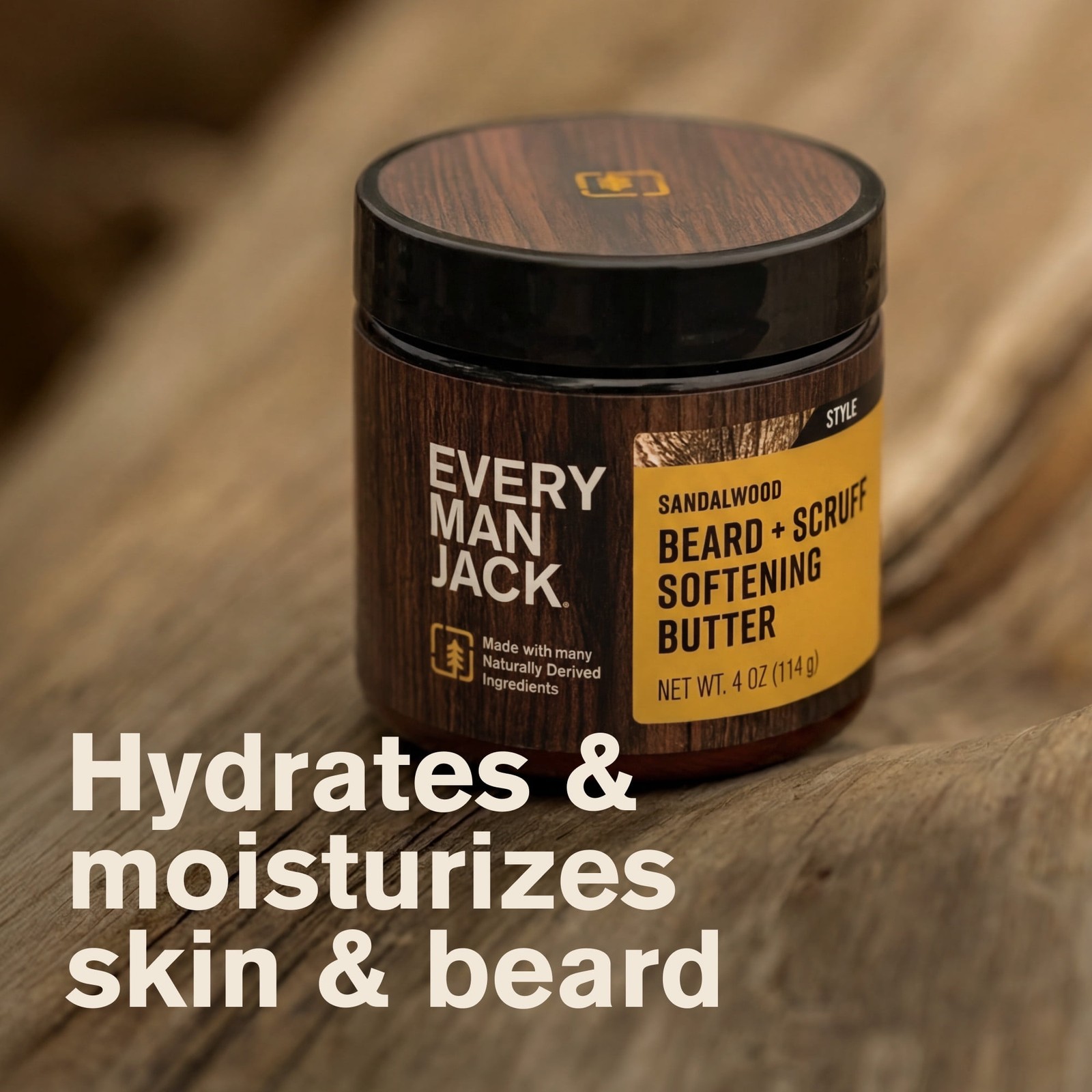 Hydrating Beard and Scruff Softening Butter for Men with Sandalwood 4 oz