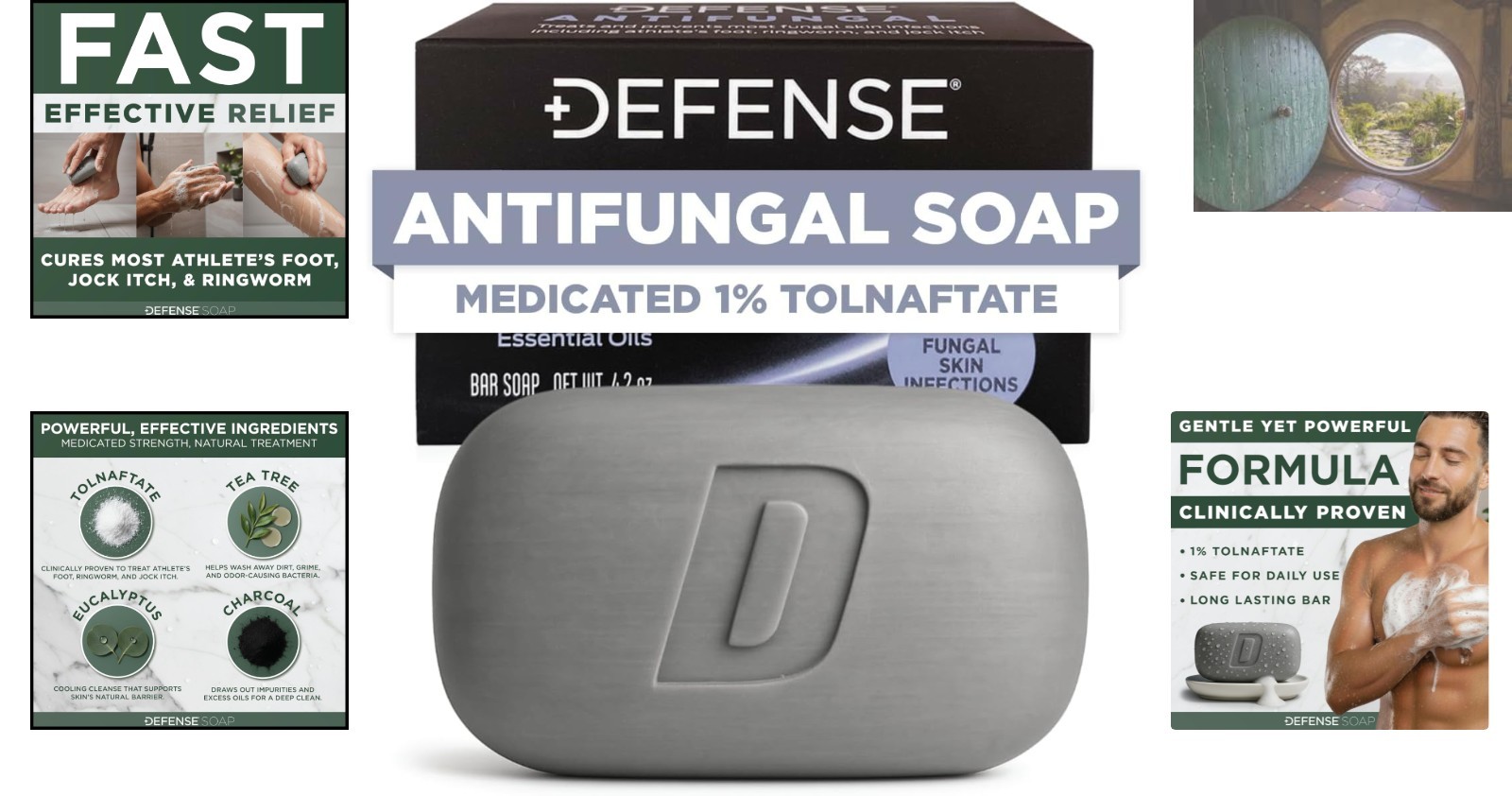 Defense Antifungal Bar Soap 4.2oz | Clinically Proven for Jock Itch & Athlete…