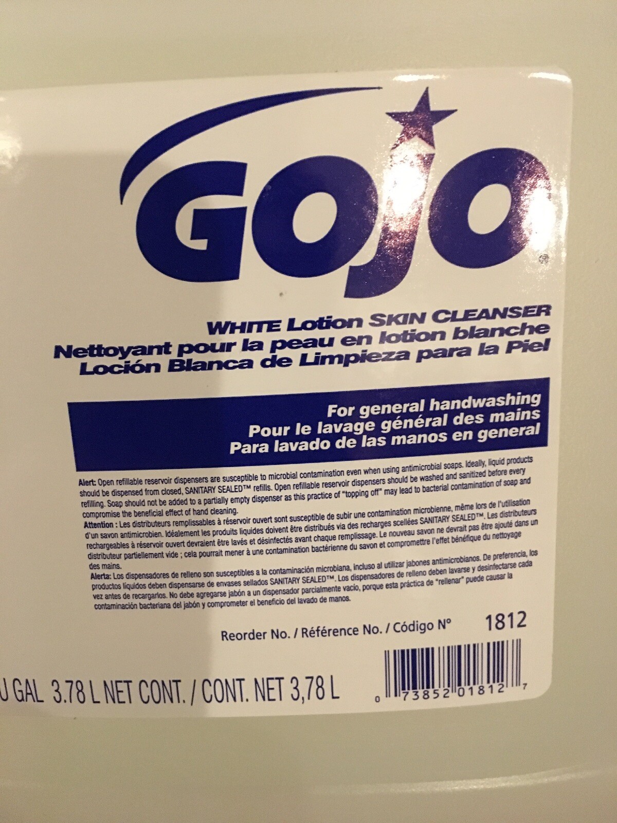 Case of 4 gallons Gojo White Lotion Skin Cleanser 1812 exp 07/202 Lot 4 gals NEW