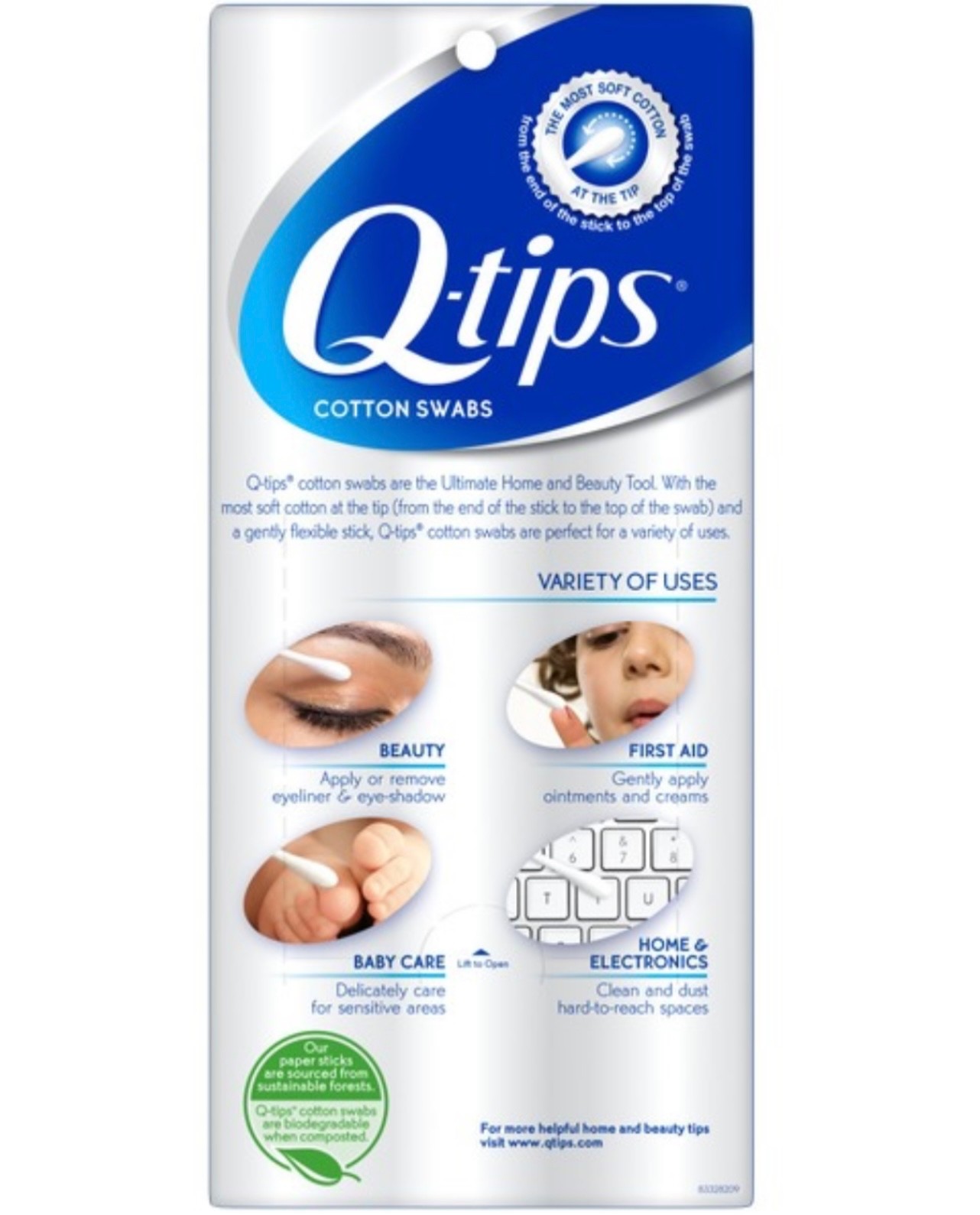 Q-tips Cotton Swabs For Hygiene and Beauty Care Original Cotton Swab Made With 1