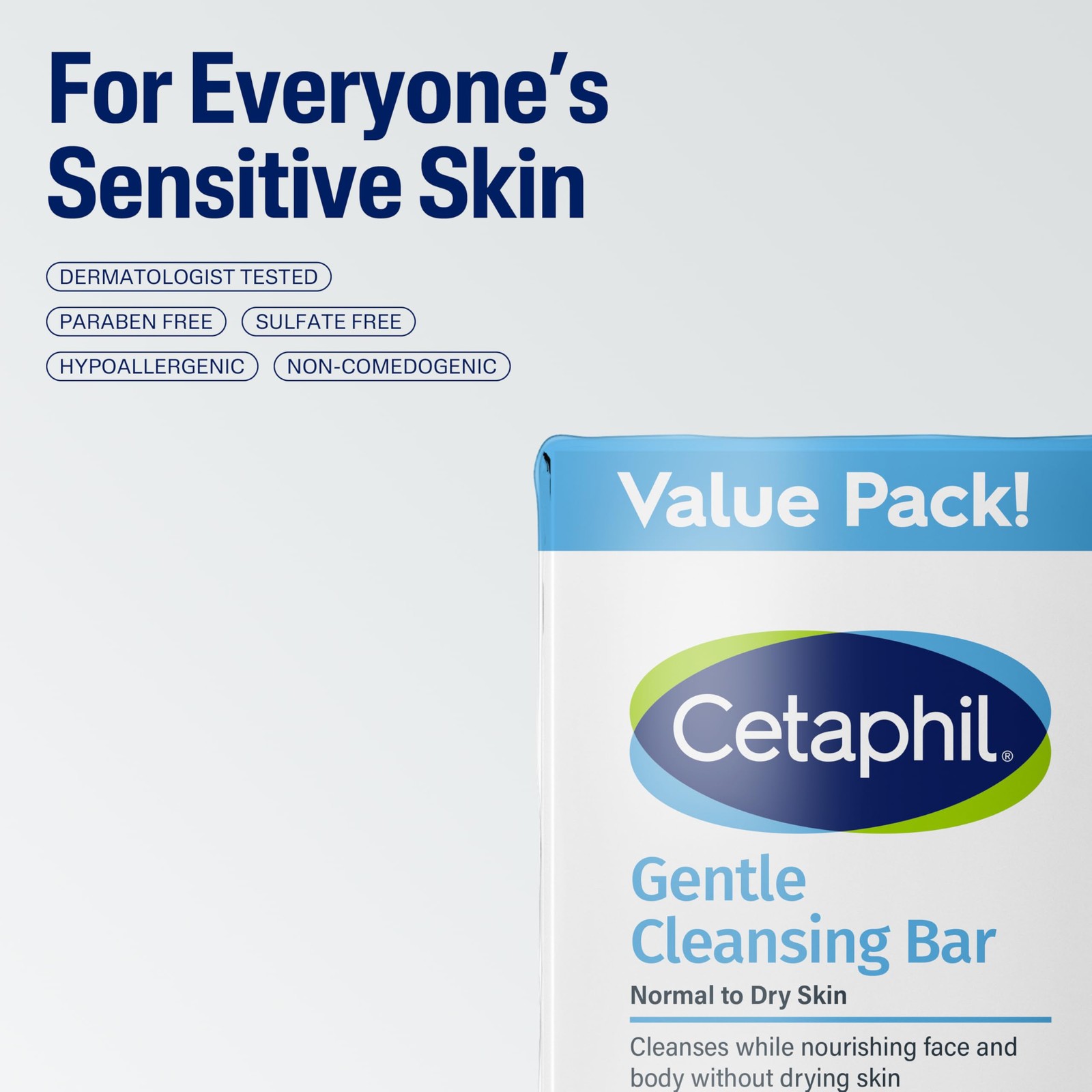 Cetaphil Gentle Cleansing Face and Body Bar, 4.5 oz Bar (Pack of 6), Nourish