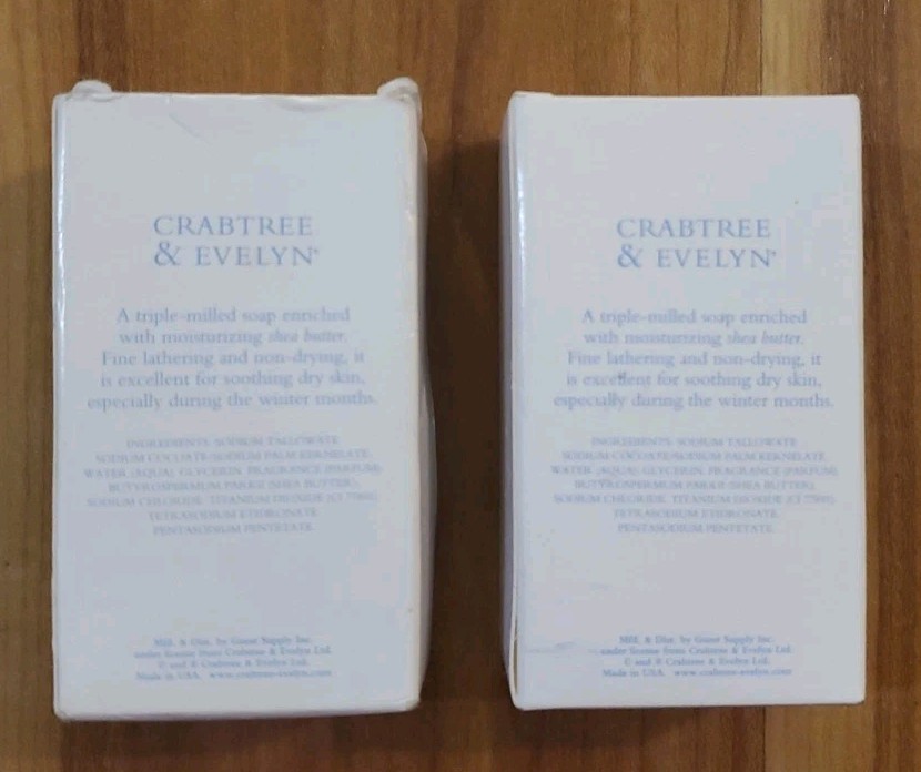 Crabtree & Evelyn LA SOURCE Moisturizing Soap Shea Butter Travel Size Lot of 2
