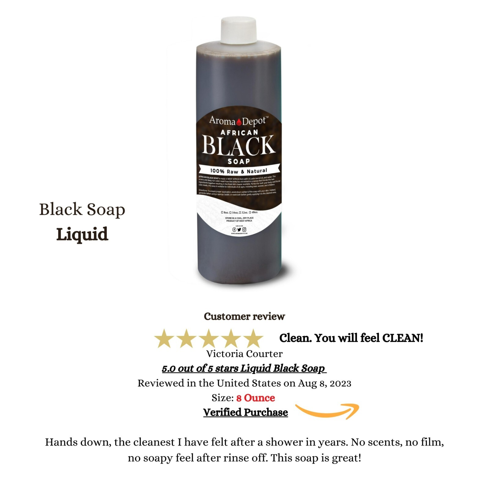 Liquid Black Soap 16 oz. Raw African Soap Natural Wash Face Body Hair Shampoo