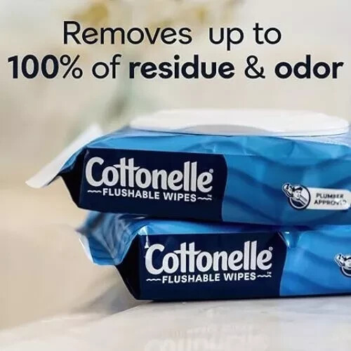 Cottonelle FreshFeel Flushable Wet Wipes for Adults and Kids, 8 Flip-Top Packs,