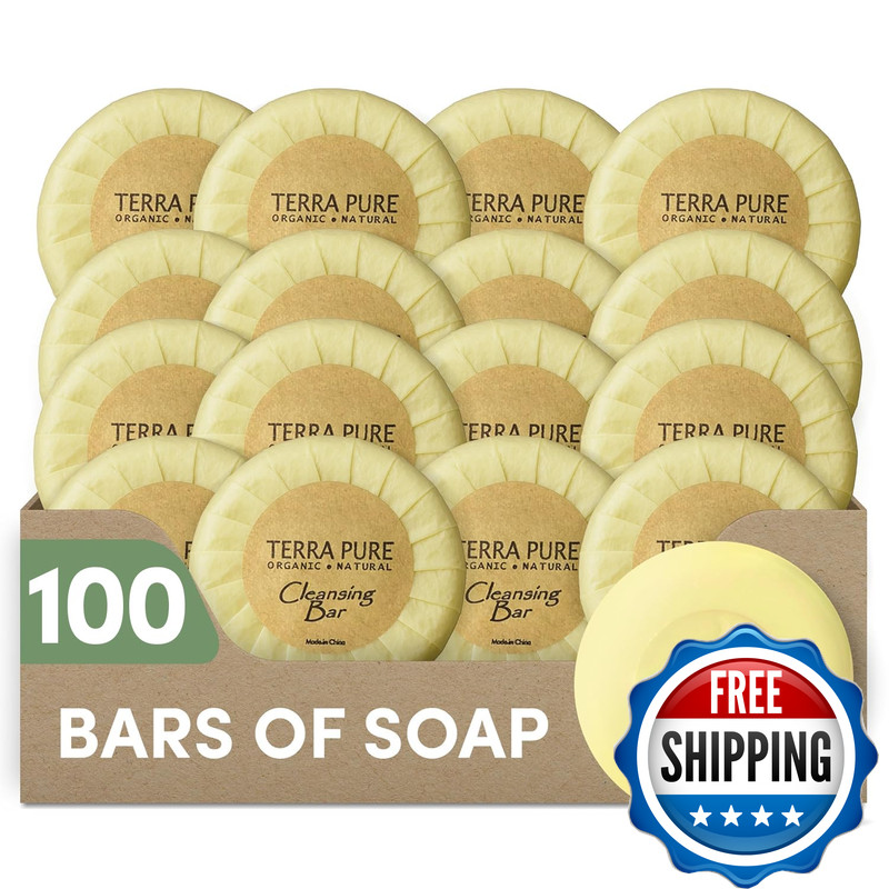 Terra Pure Travel Size Hotel Bar Soap 100 Count 0.6 Oz Body Bars Guest