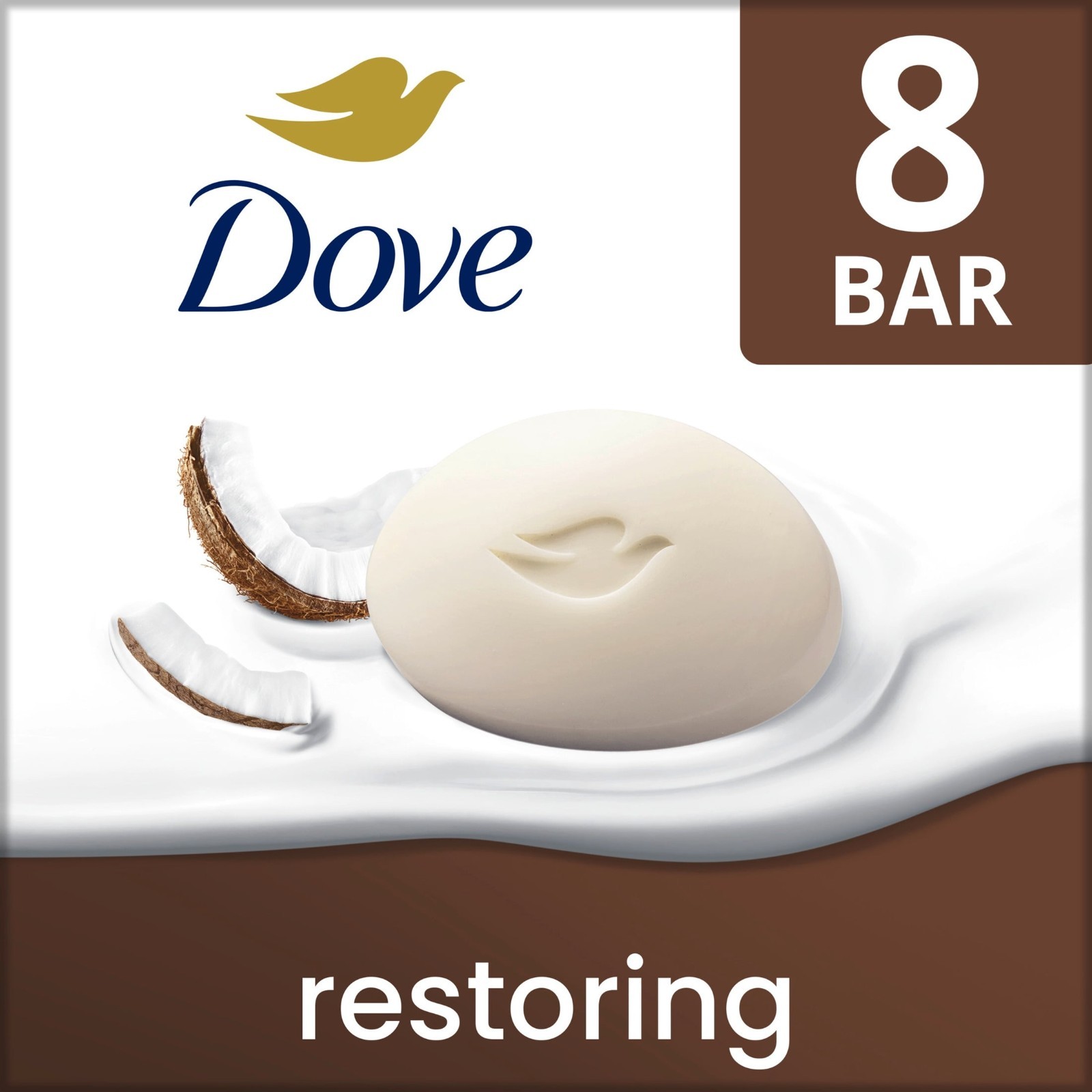 Dove Beauty Bar Soap, Restoring Coconut Cocoa Butter, 3.75 oz, 8 Bars, 2 Pack