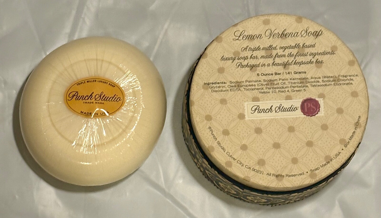 Punch Studio 5oz Lemon Verbena Monogram J Soap With Antique Designer Round Box