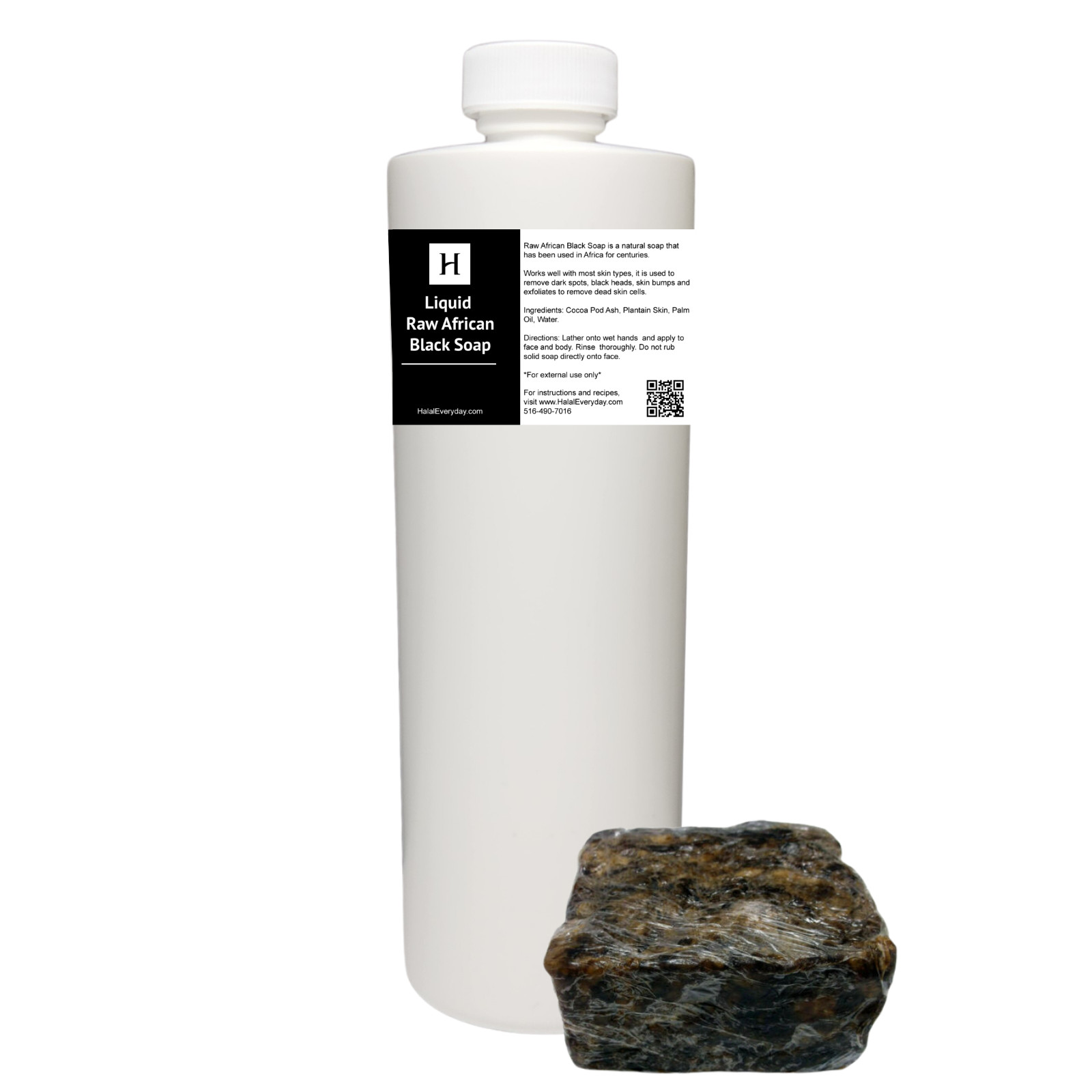 Liquid Raw African Black Soap – 100% Pure & Natural Organic Bath Body Face Wash