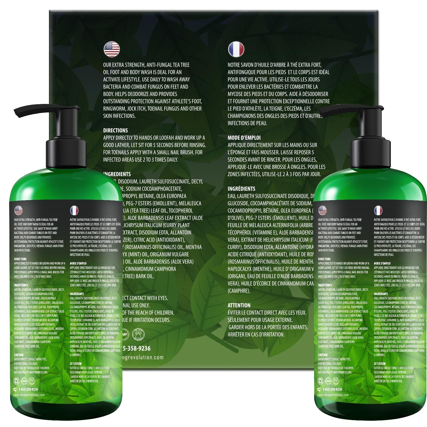 Viking Revolution Tea Tree Oil Body Wash Soap for Men – 12 Fl Oz (Pack of 2)