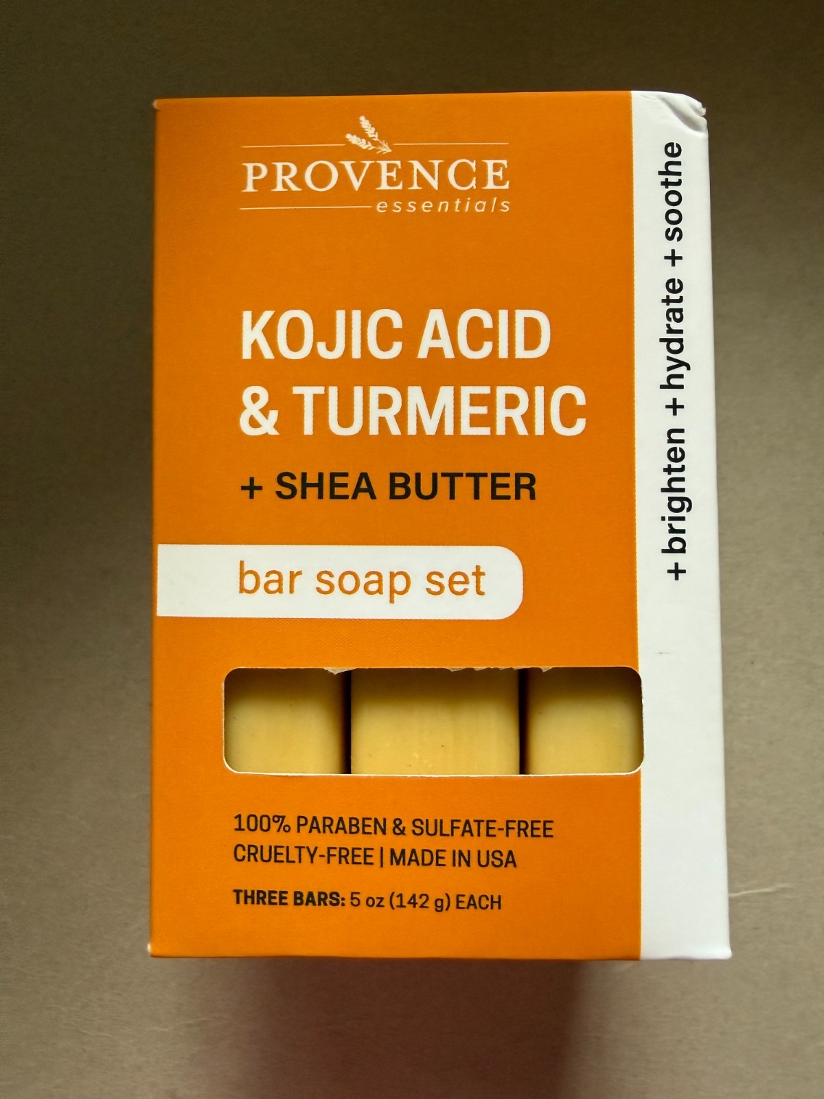 Provence Essentials Kojic Acid Turmeric Shea Butter Bar Soap Set 3 Bars 5 oz