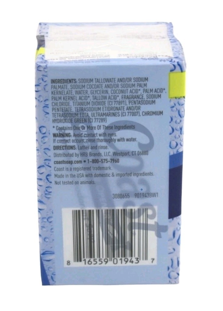 🆕 Coast 🐳 (2-Bars) 4 Oz. FRESH SCENT The Eye Opener Refreshing Deodorant Soap.