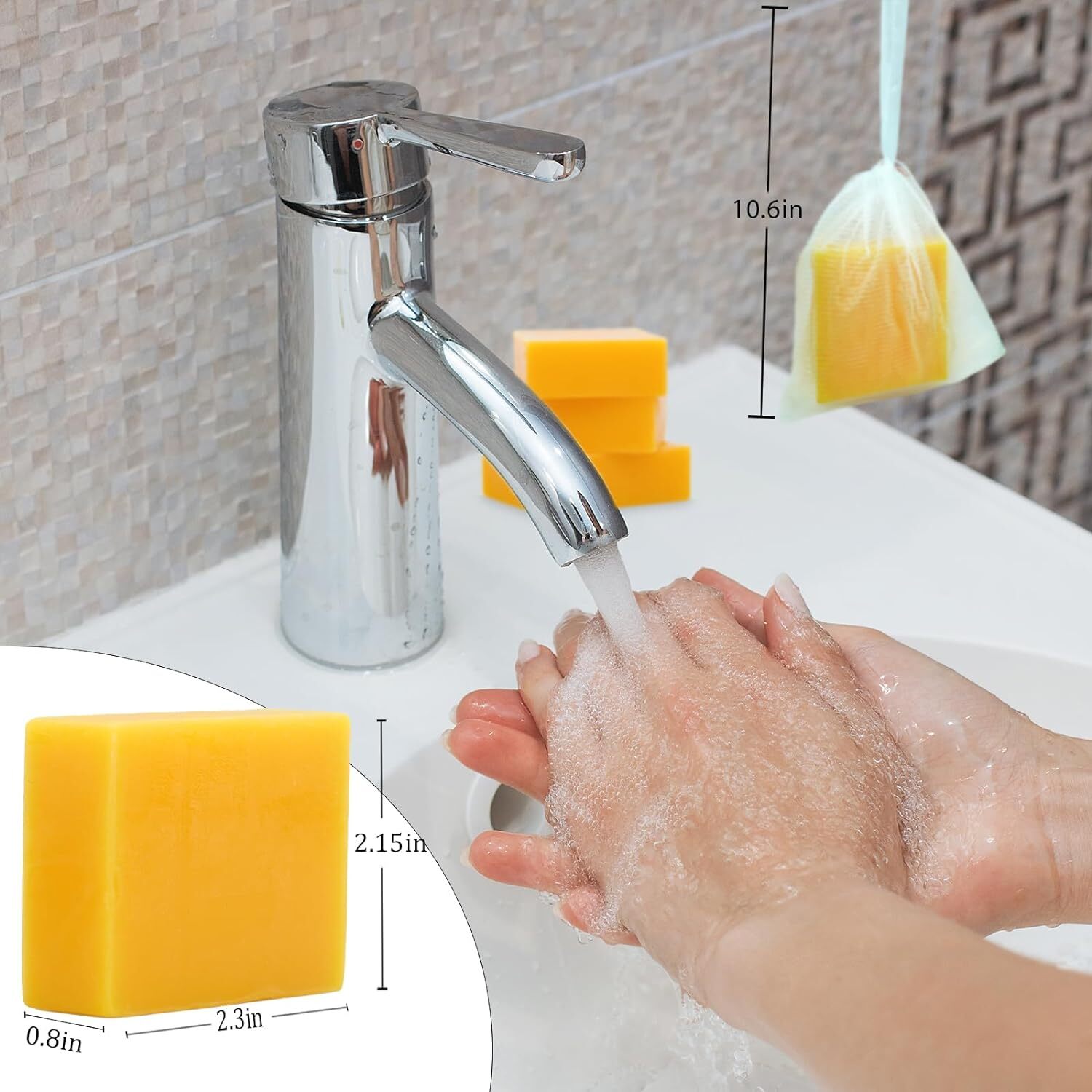 3 Pack Turmeric Soap Bar for Face, Body Cleanser, Organic Turmeric Soap Handmade