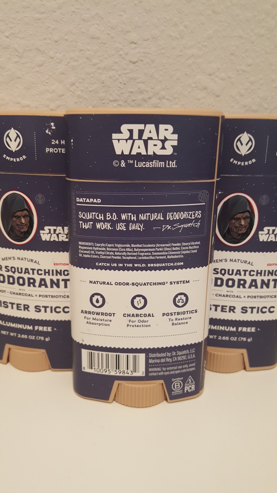 4 Pack – DR. Squatch Men’s Start Wars Edition Deodorant 2.65 fl oz – Soap 5oz
