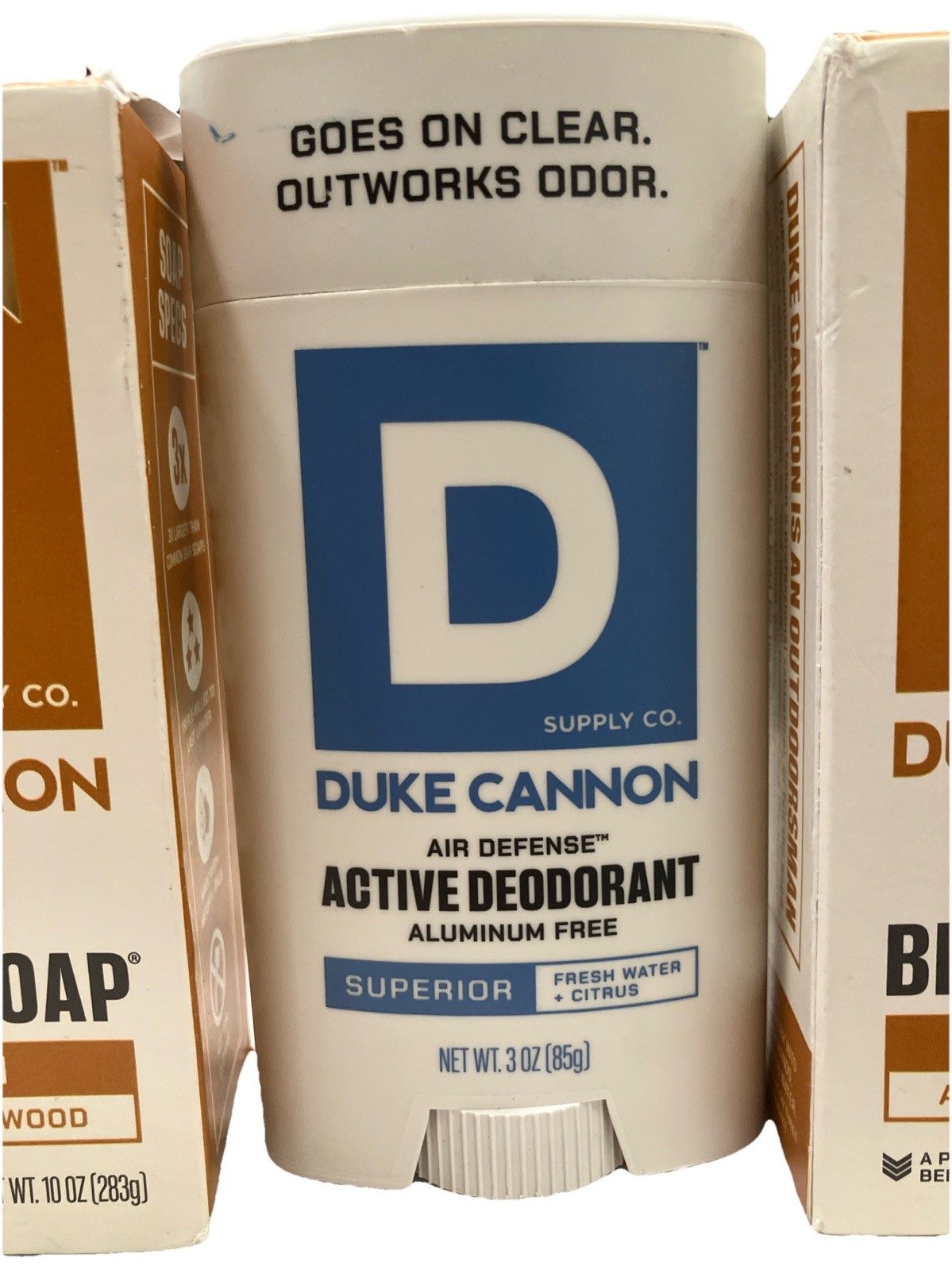2 Duke Cannon Soap 10 oz Big Brick Alpine Air & Cedarwood &1 freshwater citrus