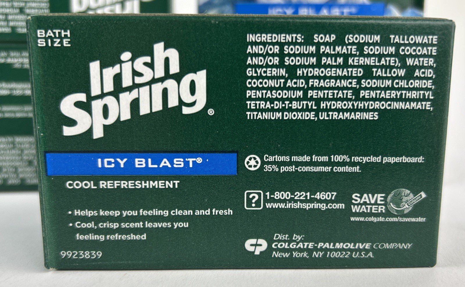 Irish Spring Icy Blast Deodorant Bar Soap 12 Hr Cool Refreshment 3.7oz – 6 Bars