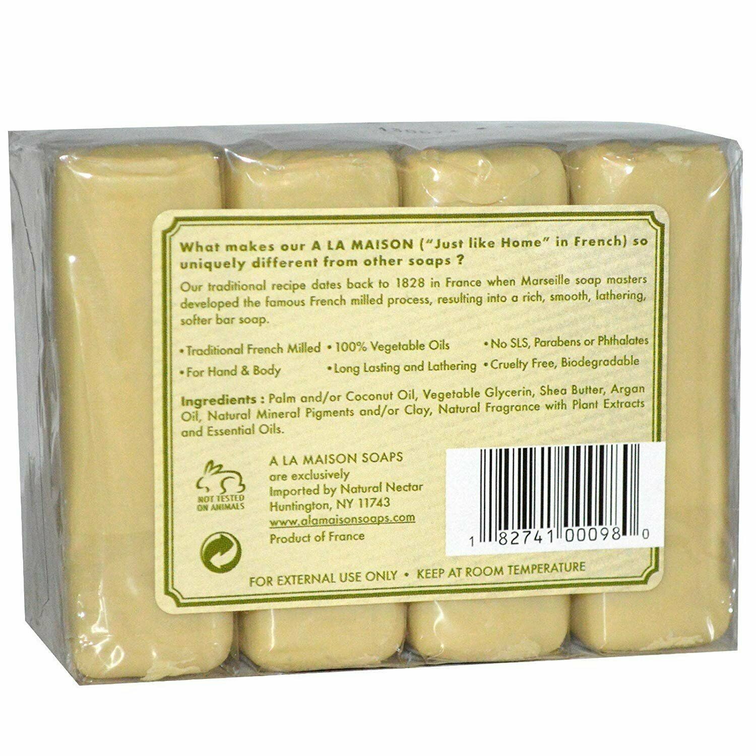 A La Maison Rosemary Mint Bar Soap with Shea Butter & Argan Oil 14 Ounce 4 Count