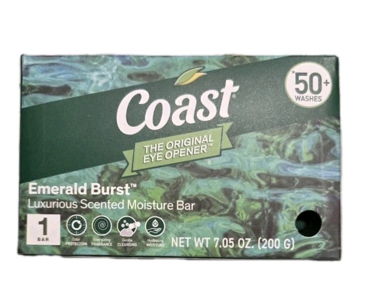 💚 COAST 💚 (7.05 Oz.) 💚🫧 ●EMERALD BURST● 💚🫧 Luxurious Scented Moisture Bar.