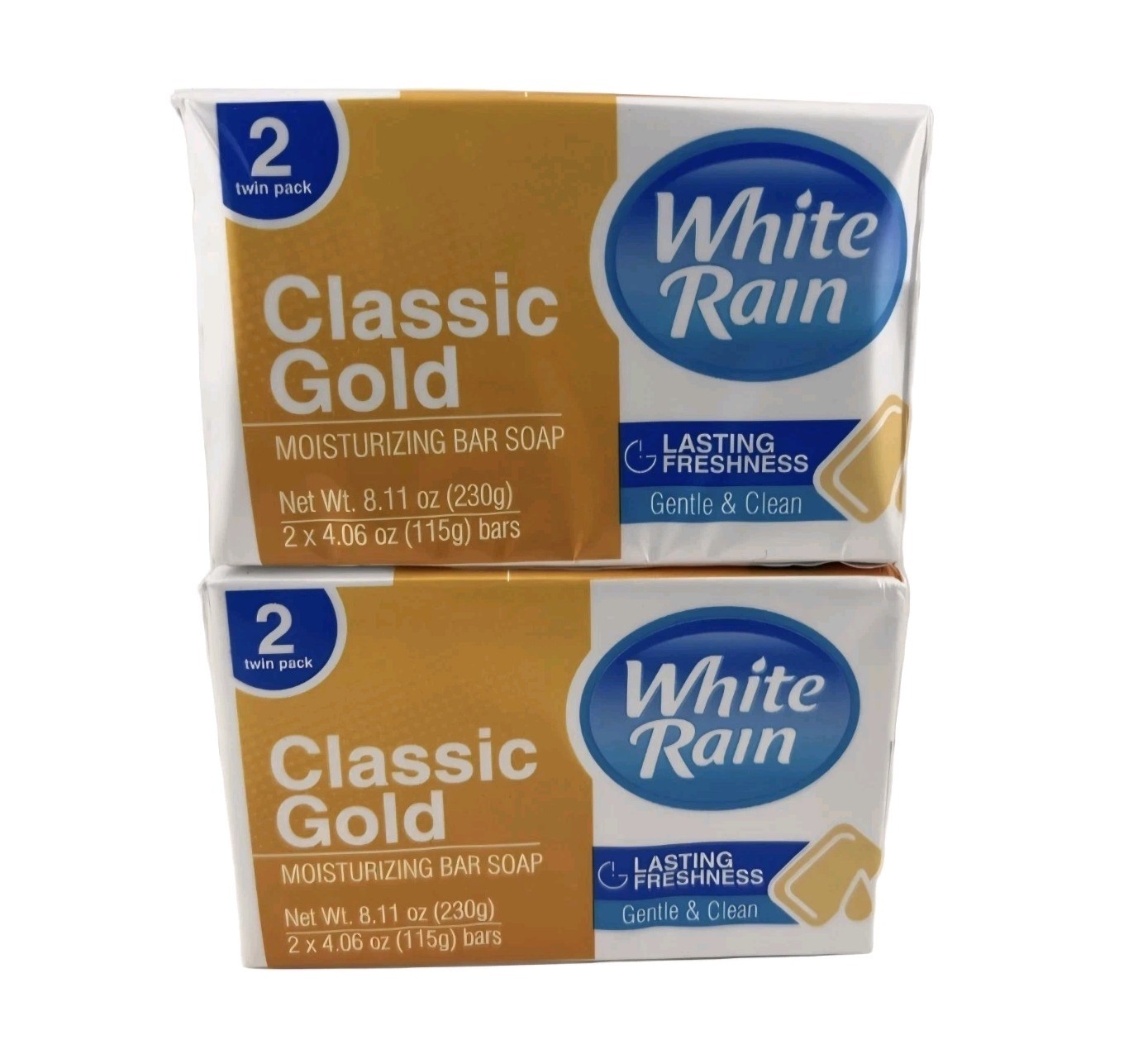 🧡 WHITE RAIN (4-BARS) 4.06 Oz 🧡🫧 ●CLASSIC GOLD● 🧡🫧 ≈MOISTURIZING≈ Soap 🫧 .